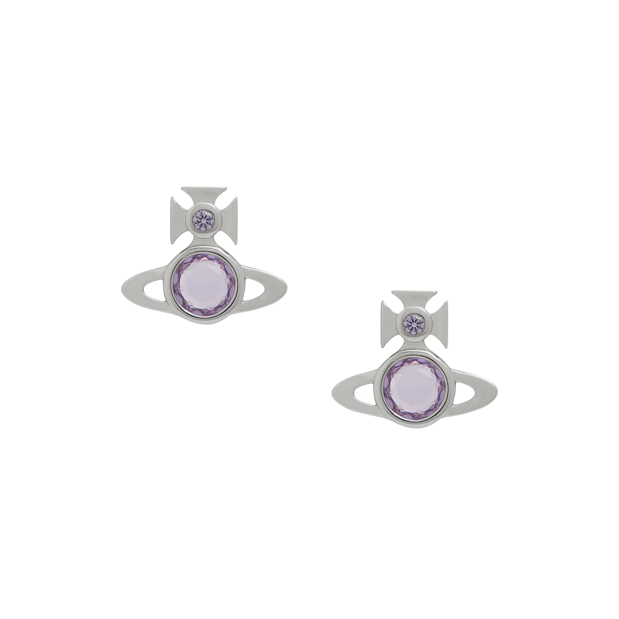 Vivienne Westwood Platinum/Lavender CZ Heather Stud Earrings