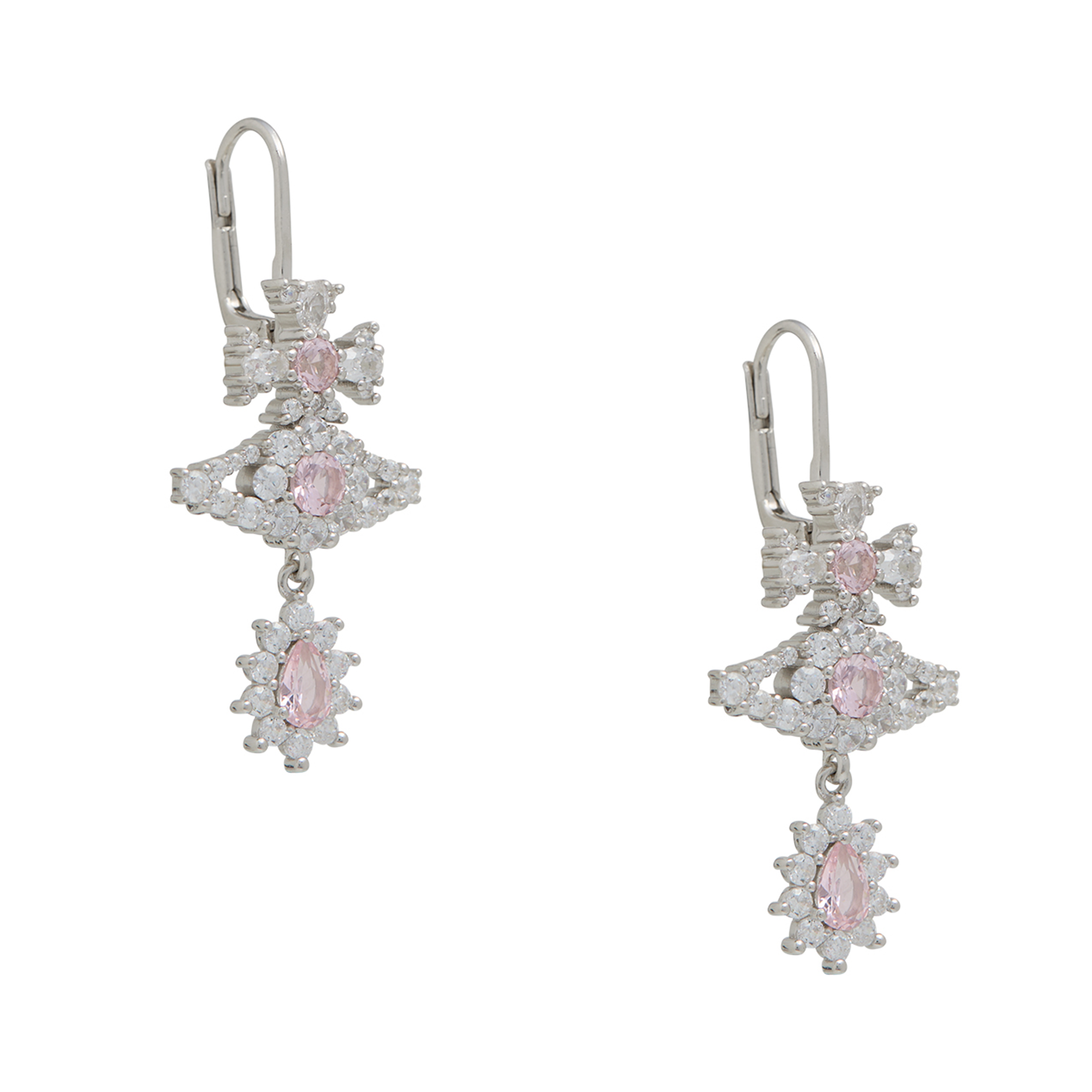 Vivienne Westwood Platinum/White/Pink CZ Masha Earrings