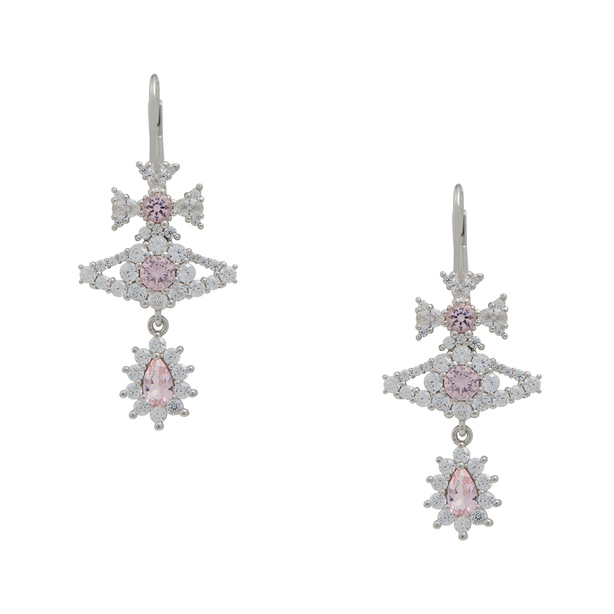Vivienne Westwood Platinum/White/Pink CZ Masha Earrings