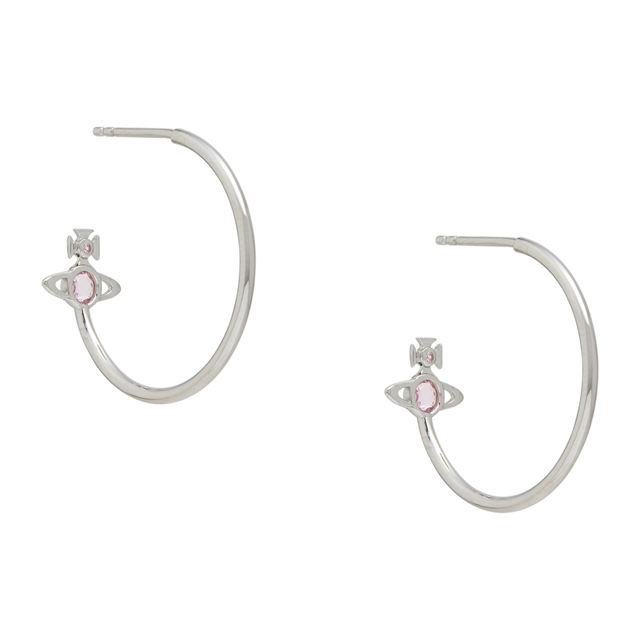 Vivienne Westwood Platinum/Lavender CZ Heather Hoop Earrings
