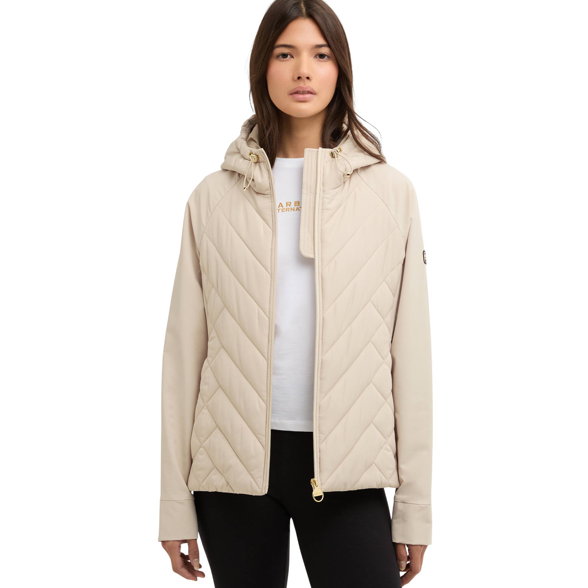 Womens Barbour International Cement Dakota Quilted Sweat Jacket