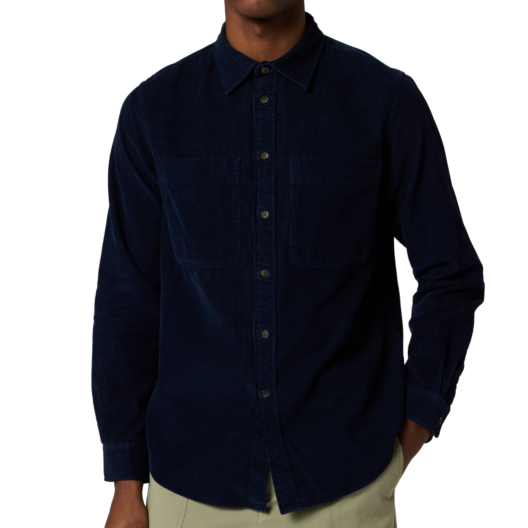 Mens Paul Smith Dark Blue Needlecord Casual Fit L/s Shirt