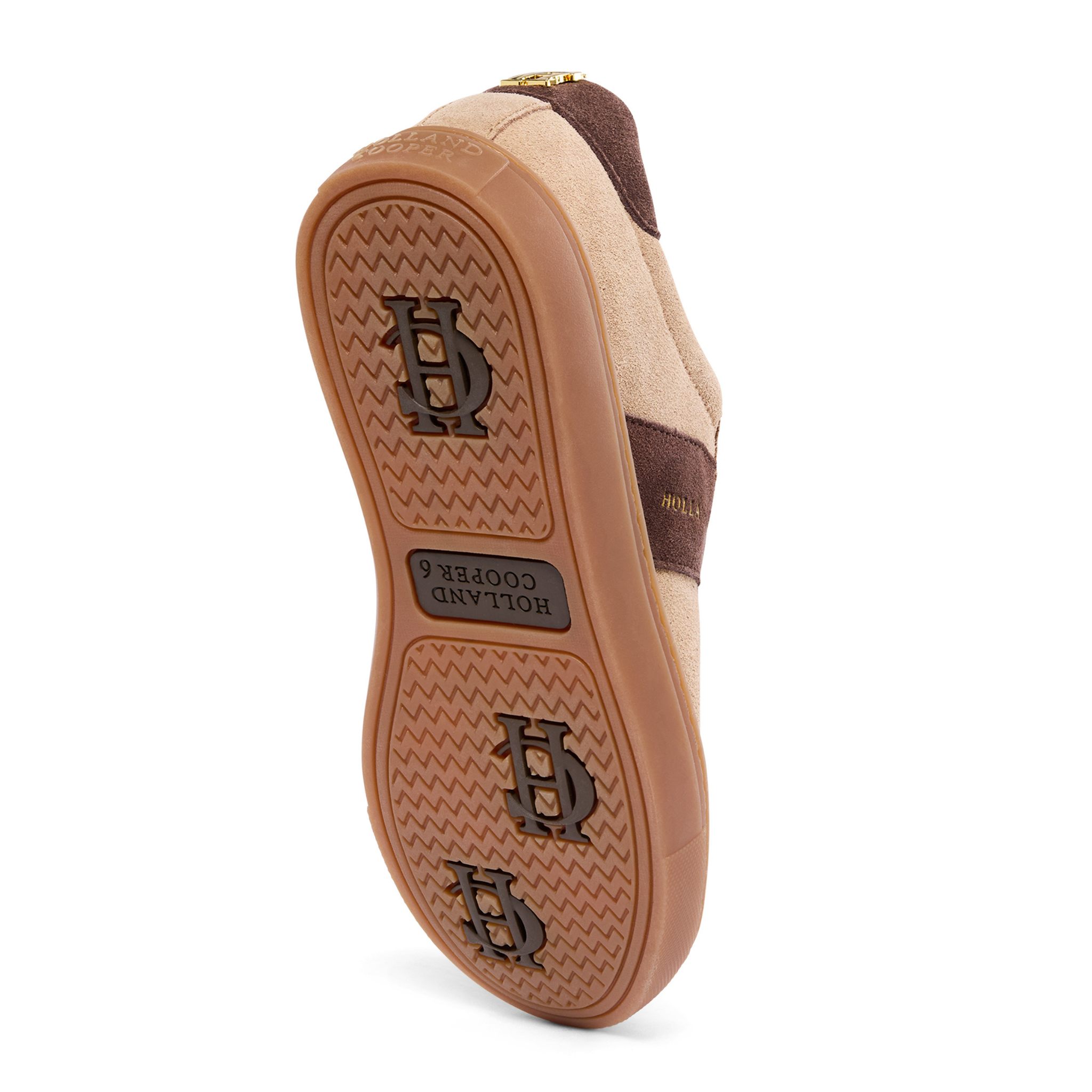 Womens Holland Cooper Taupe/Dark Chocolate Knightsbridge Court Suede Trainers