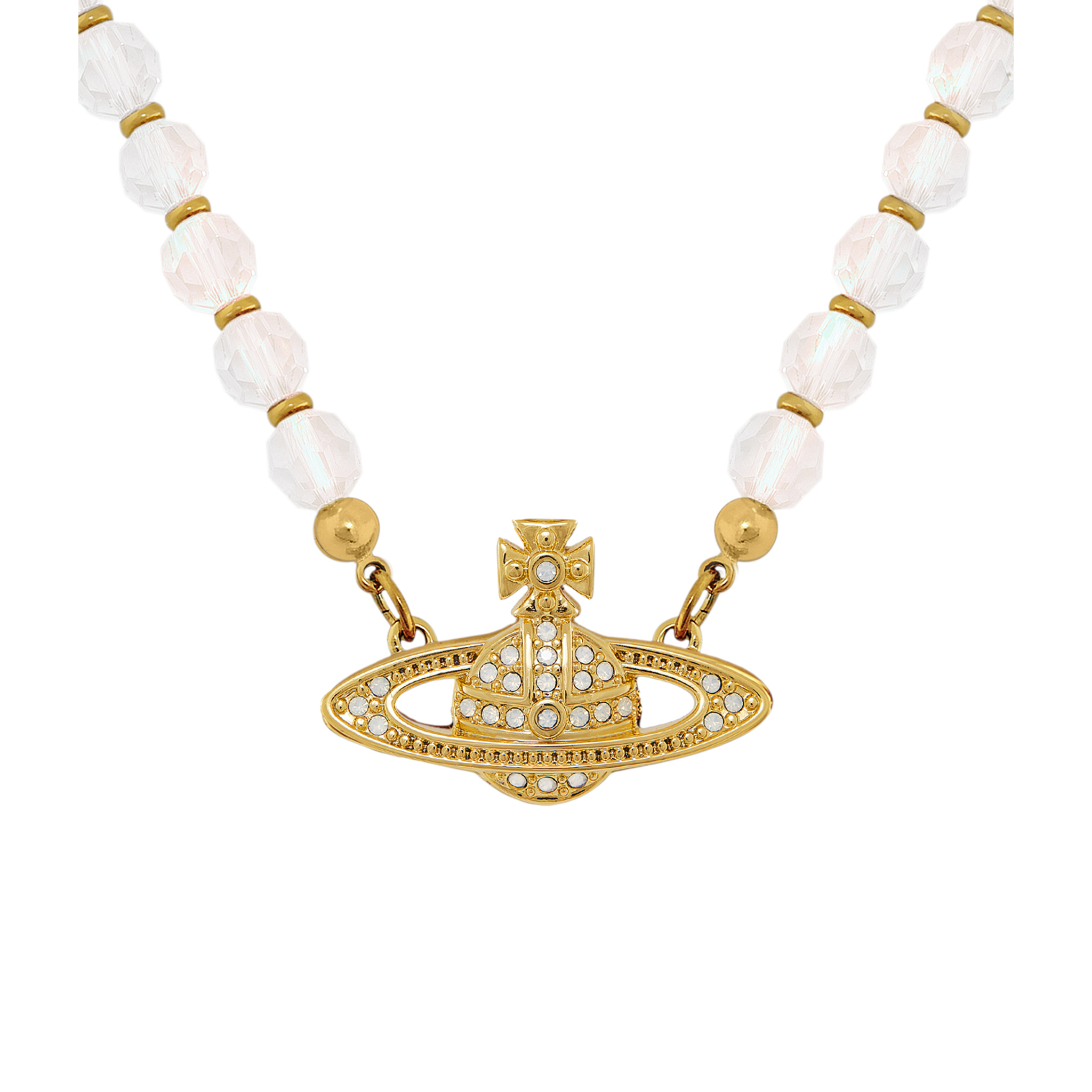 Vivienne Westwood Gold/White Opal Crystal Messaline Choker