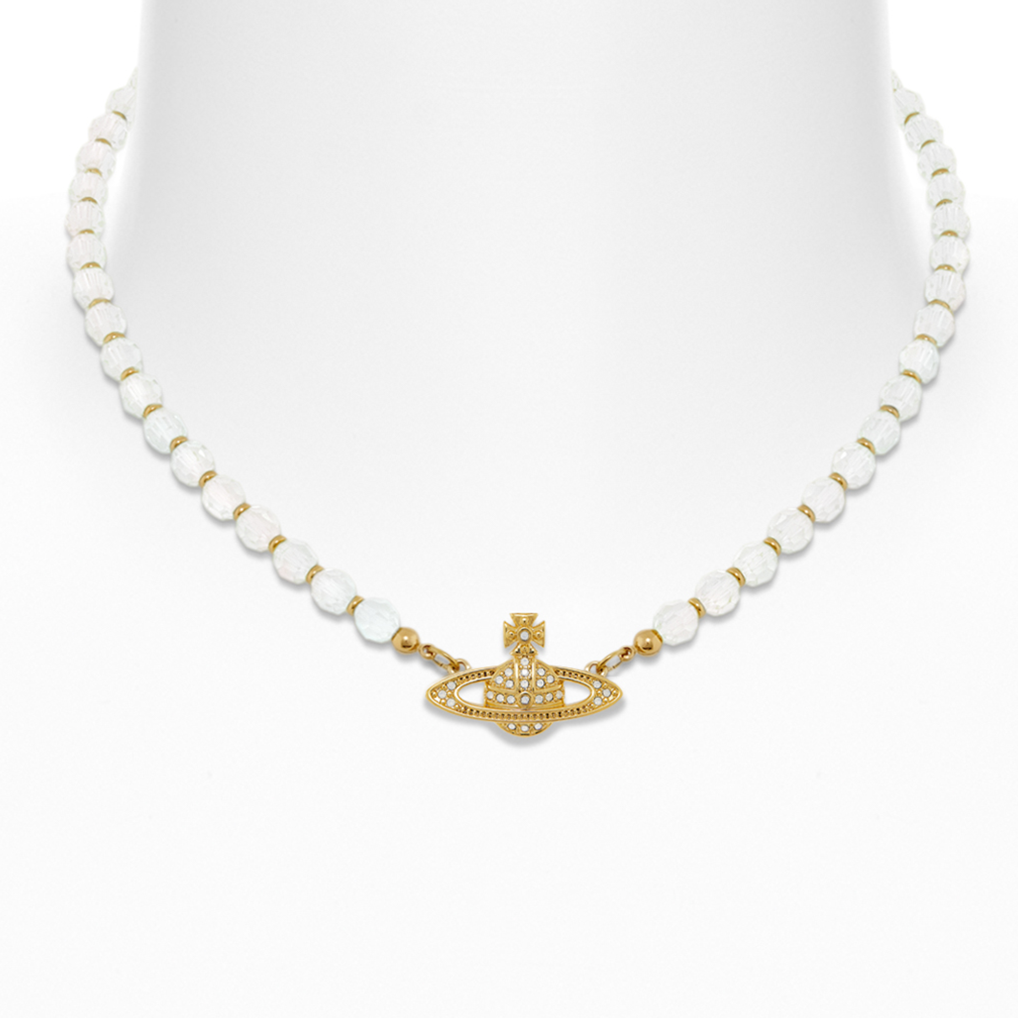 Vivienne Westwood Gold/White Opal Crystal Messaline Choker