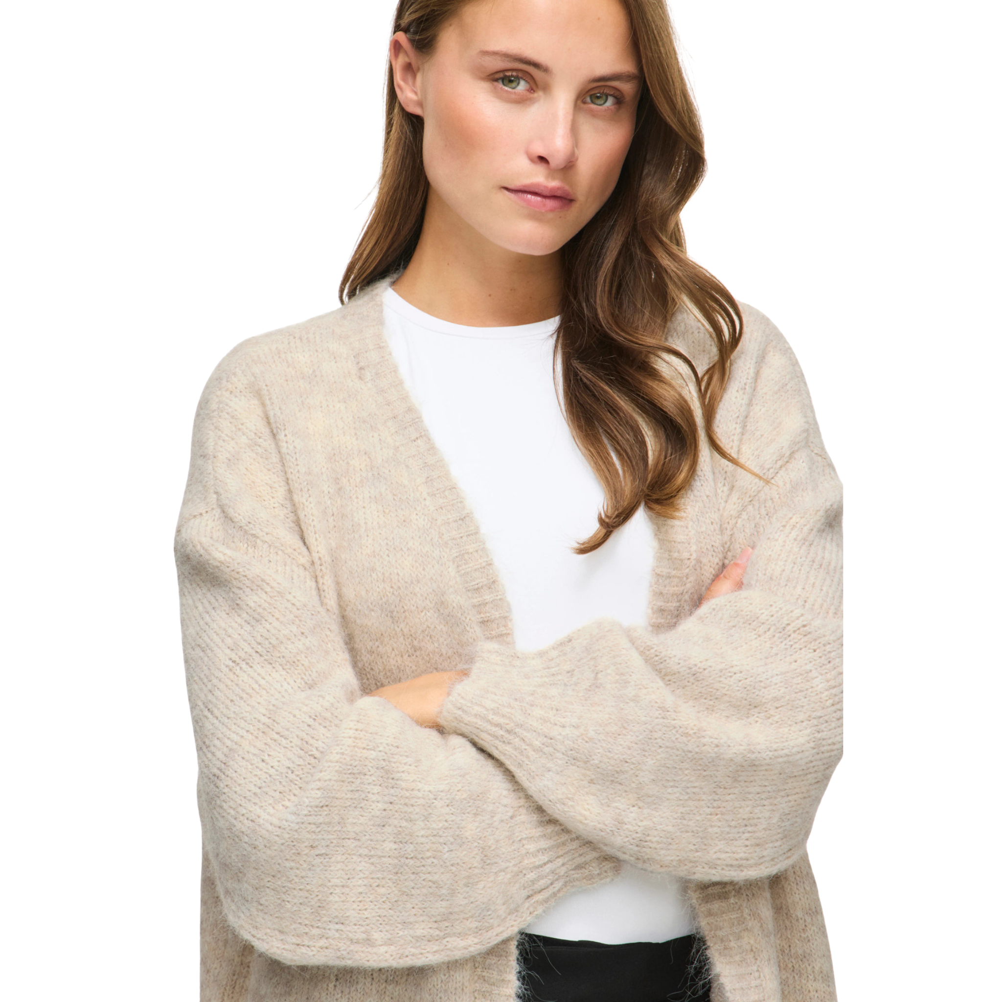 Womens Vila Super Light Natural Vilampe Open Cardigan