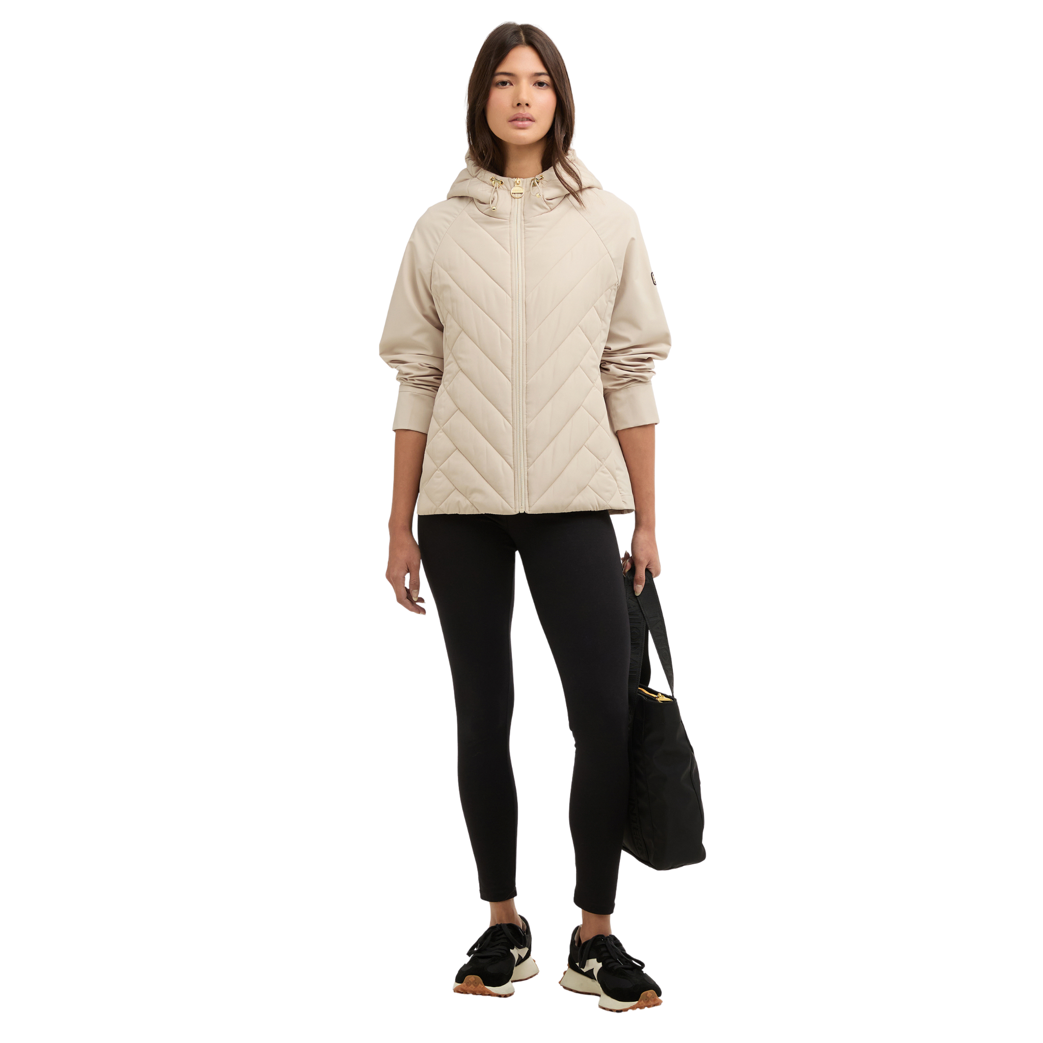 Womens Barbour International Cement Dakota Quilted Sweat Jacket