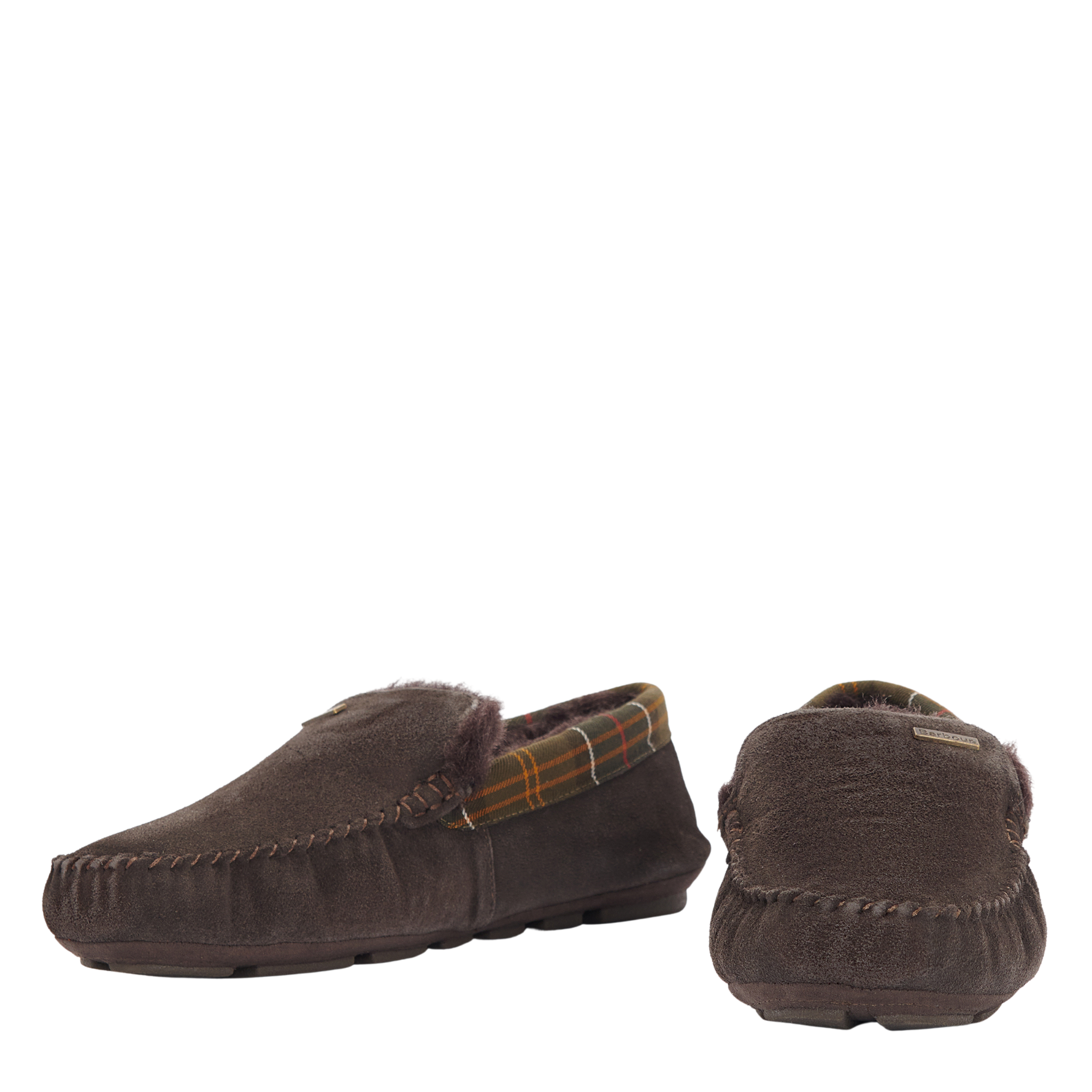 Mens Barbour Brown Suede Monty Slippers