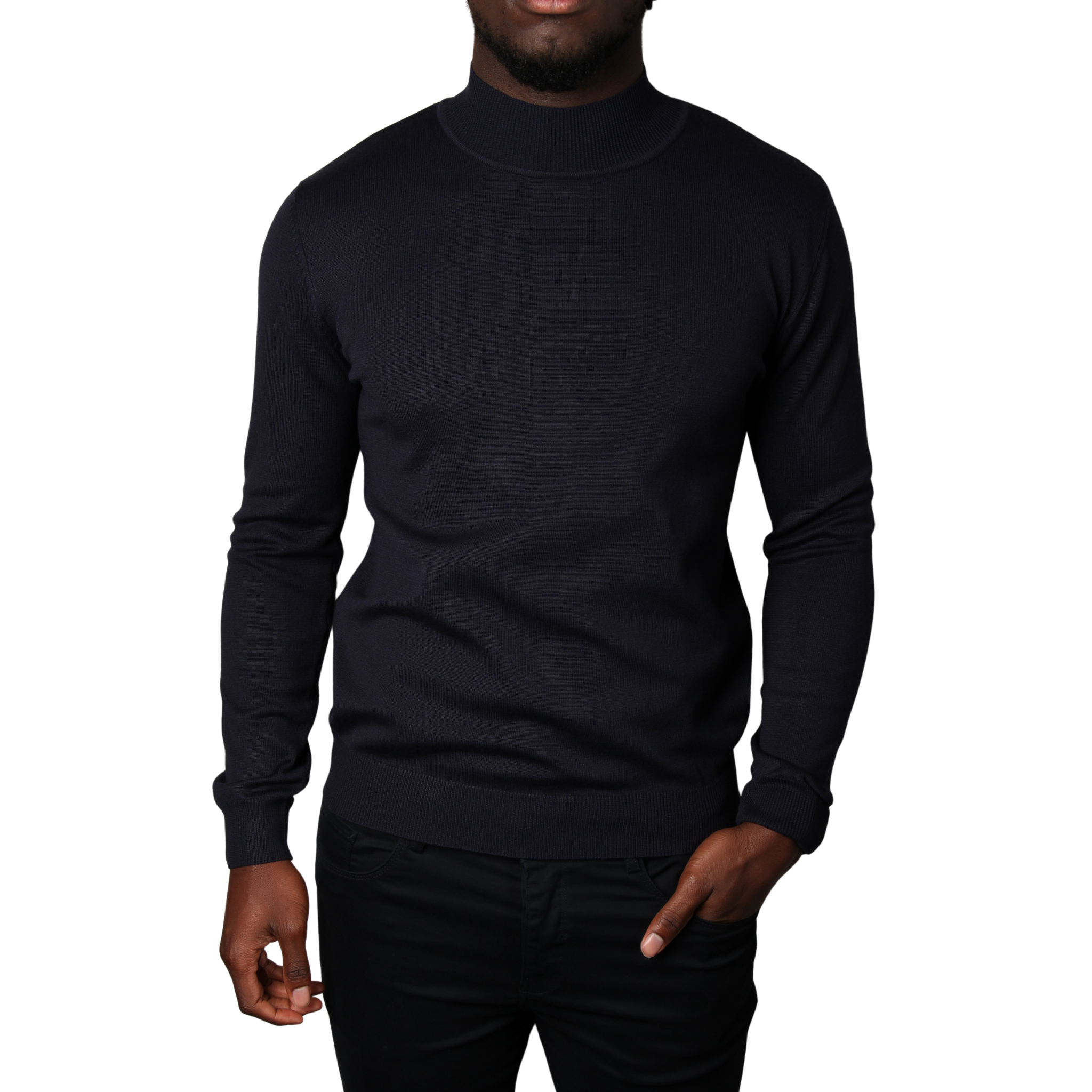 Mens SEINSE Navy Turtle Neck Knit Jumper