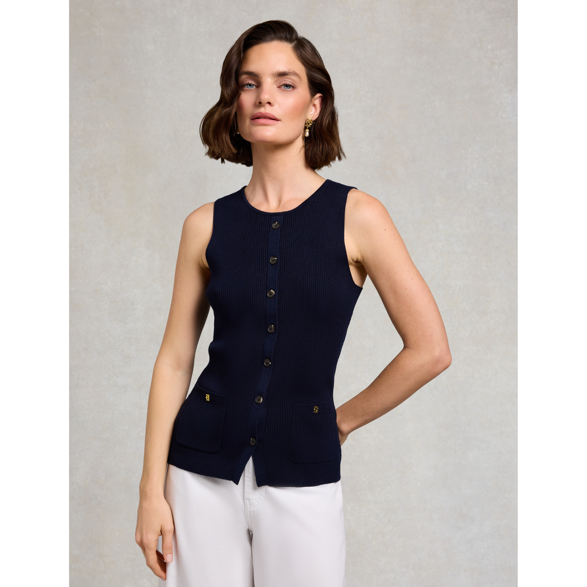 Womens Holland Cooper Ink Navy Aubrey Knitted Tank