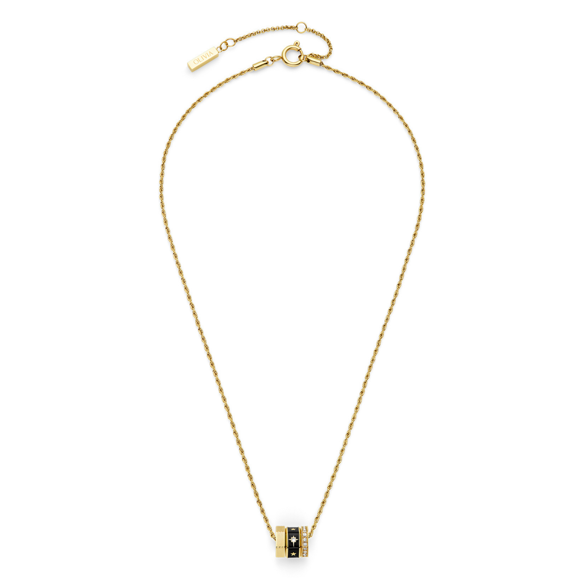 Womens Olivia Burton Gold/Black Bead Charms Necklace