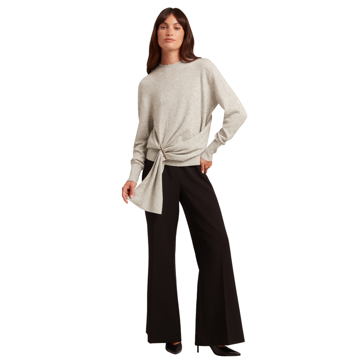 Womens Ted Baker Grey Marl Ethne Drape Detail Jumper