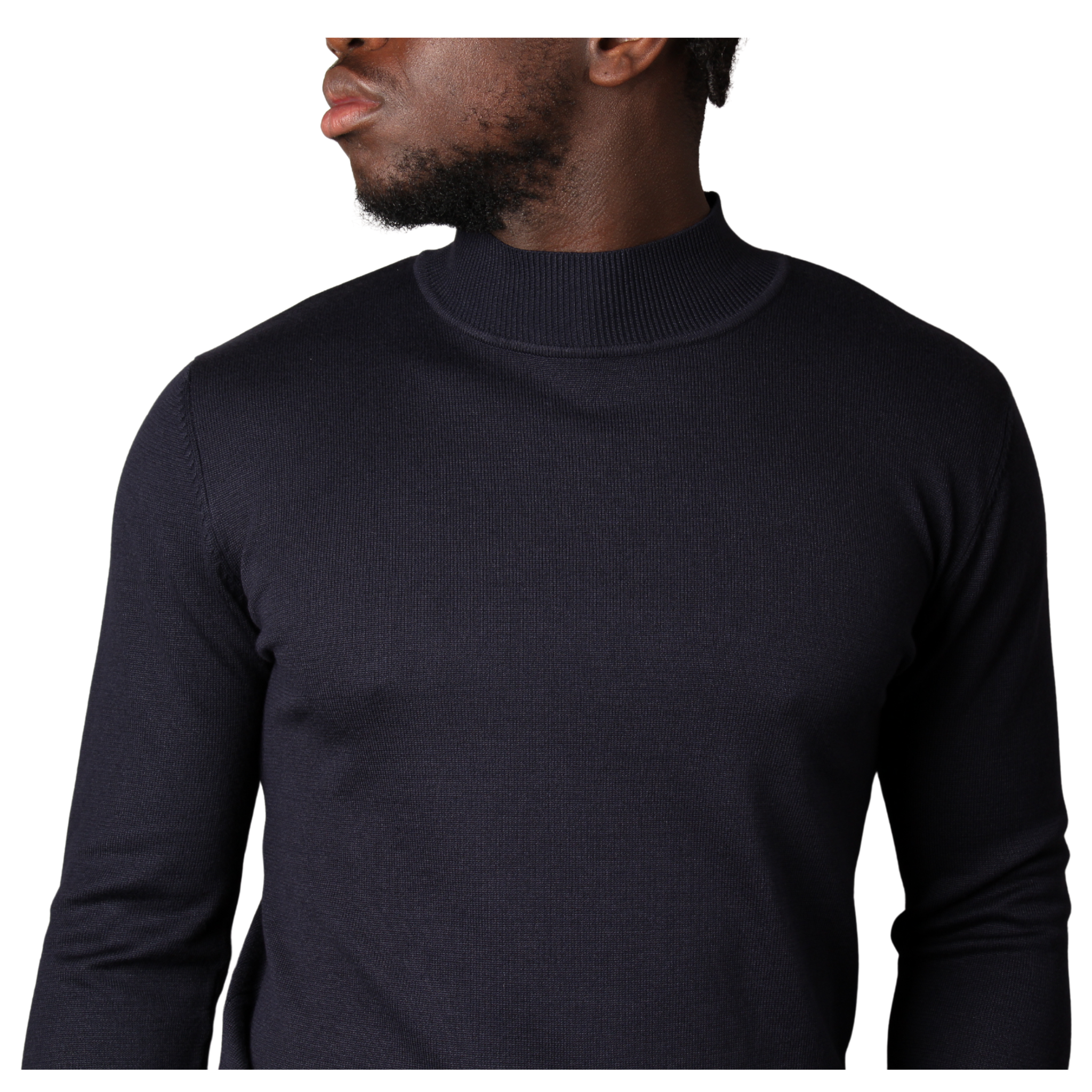 Mens SEINSE Navy Turtle Neck Knit Jumper