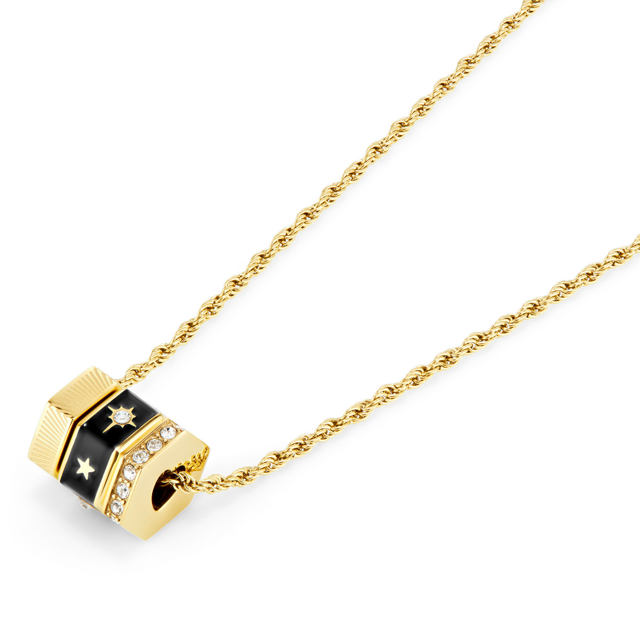 Womens Olivia Burton Gold/Black Bead Charms Necklace