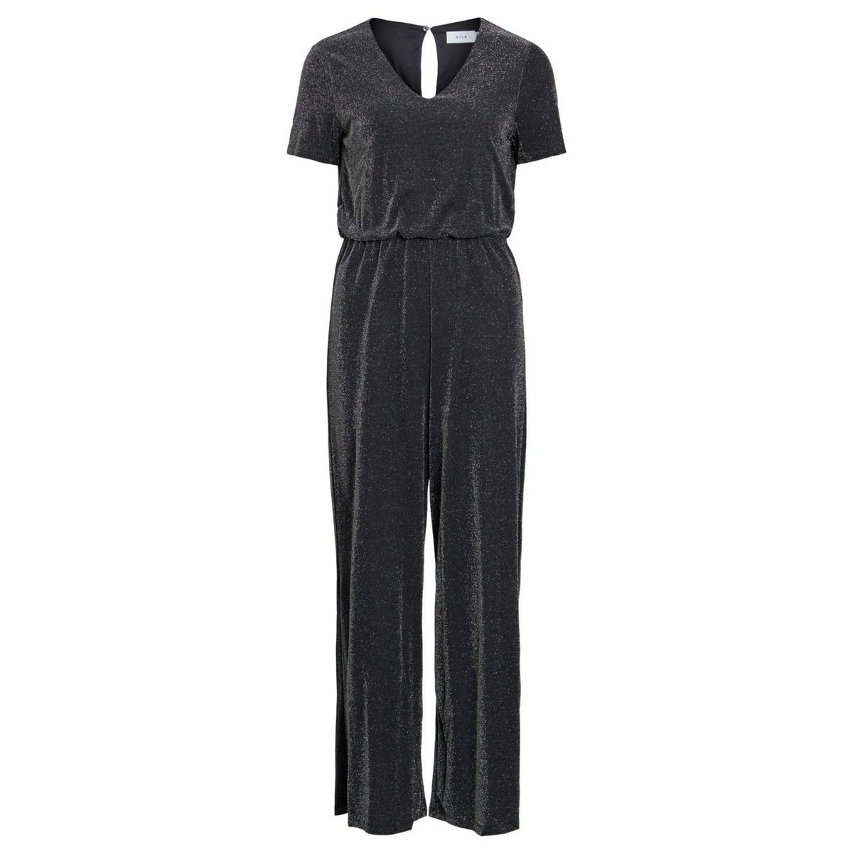 Womens Vila Black Beauty Silver Lurex Vieleinas Jumpsuit