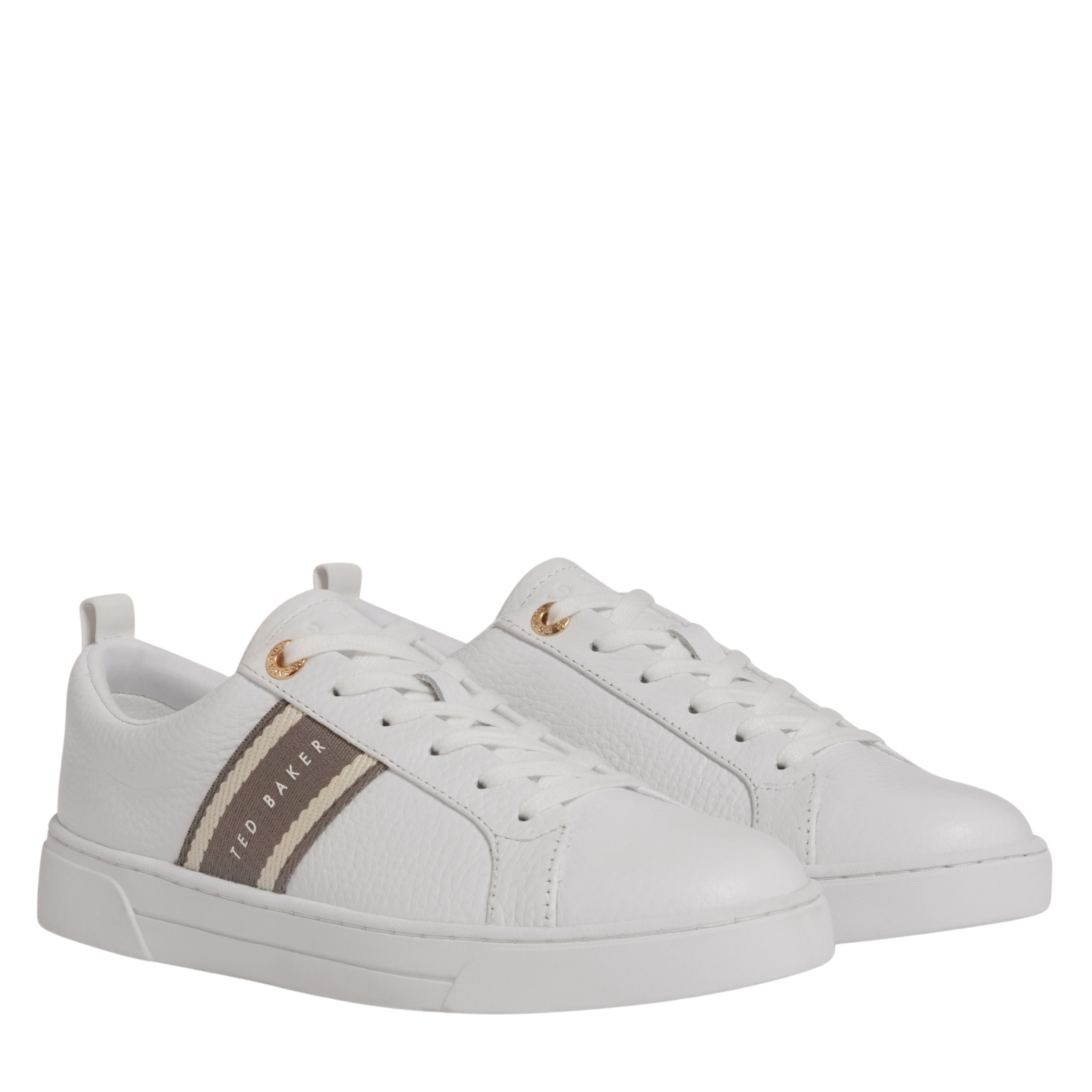 Womens Ted Baker White/Grey Bailly Webbing Detail Trainers