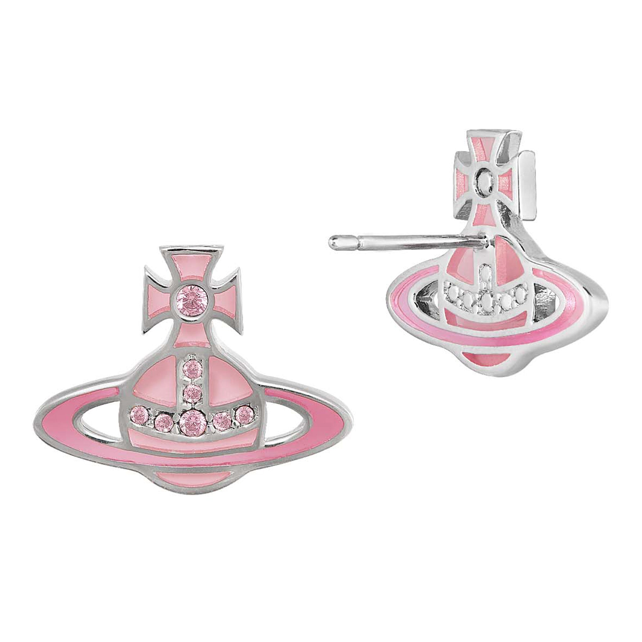 Womens Vivienne Westwood Platinum/Pink Rose Concetta Bas Relief Earrings
