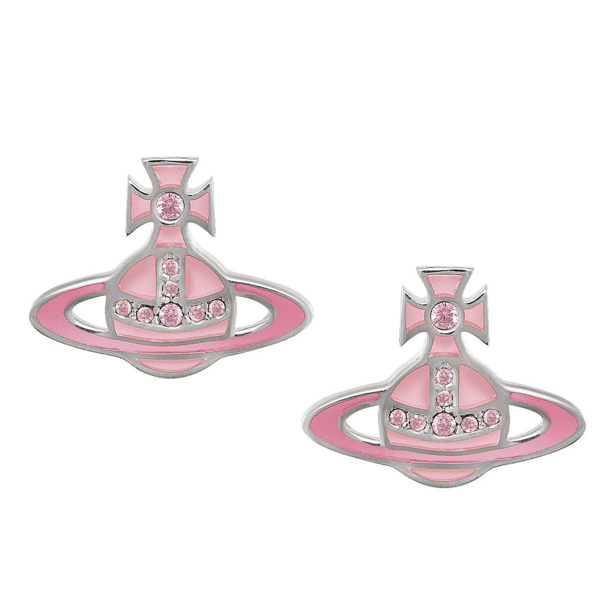 Womens Vivienne Westwood Platinum/Pink Rose Concetta Bas Relief Earrings