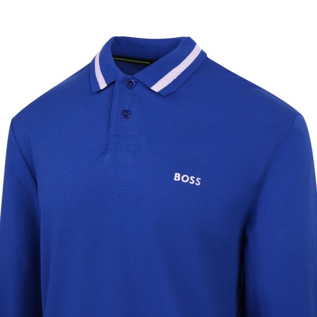Mens BOSS Medium Blue Piol L/s Polo Shirt