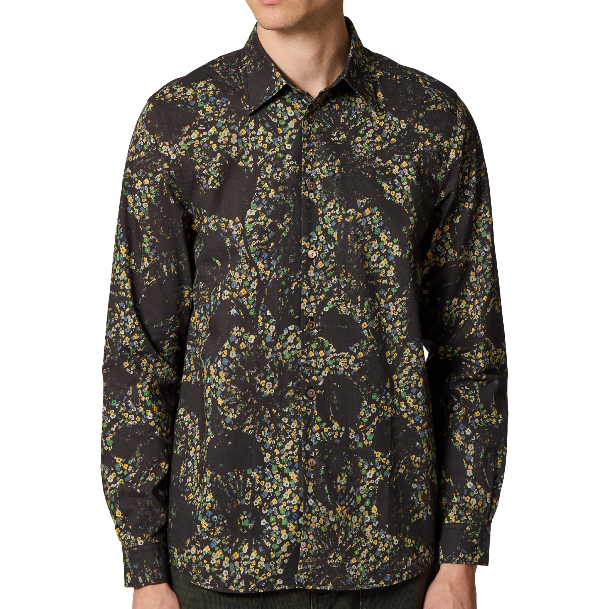 Mens Paul Smith Black Floral Printed Reg Fit L/s Shirt