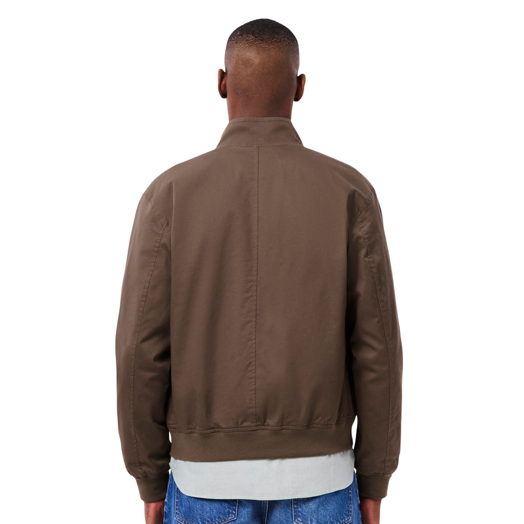 Mens Lacoste Brown Waterproof Twill Harrington Jacket