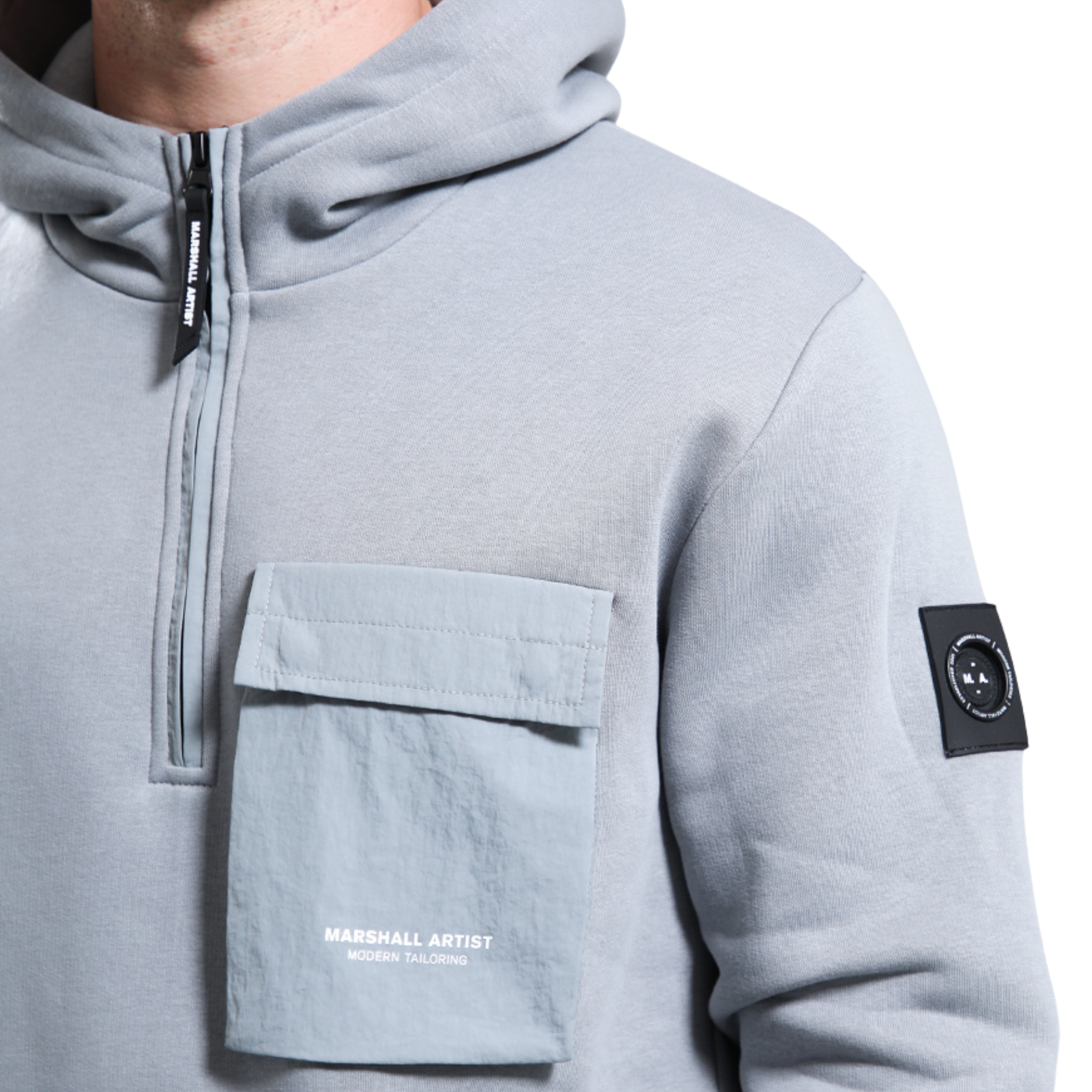 Mens Marshall Artist Monument Grey Crux 1/4 Zip Hoodie