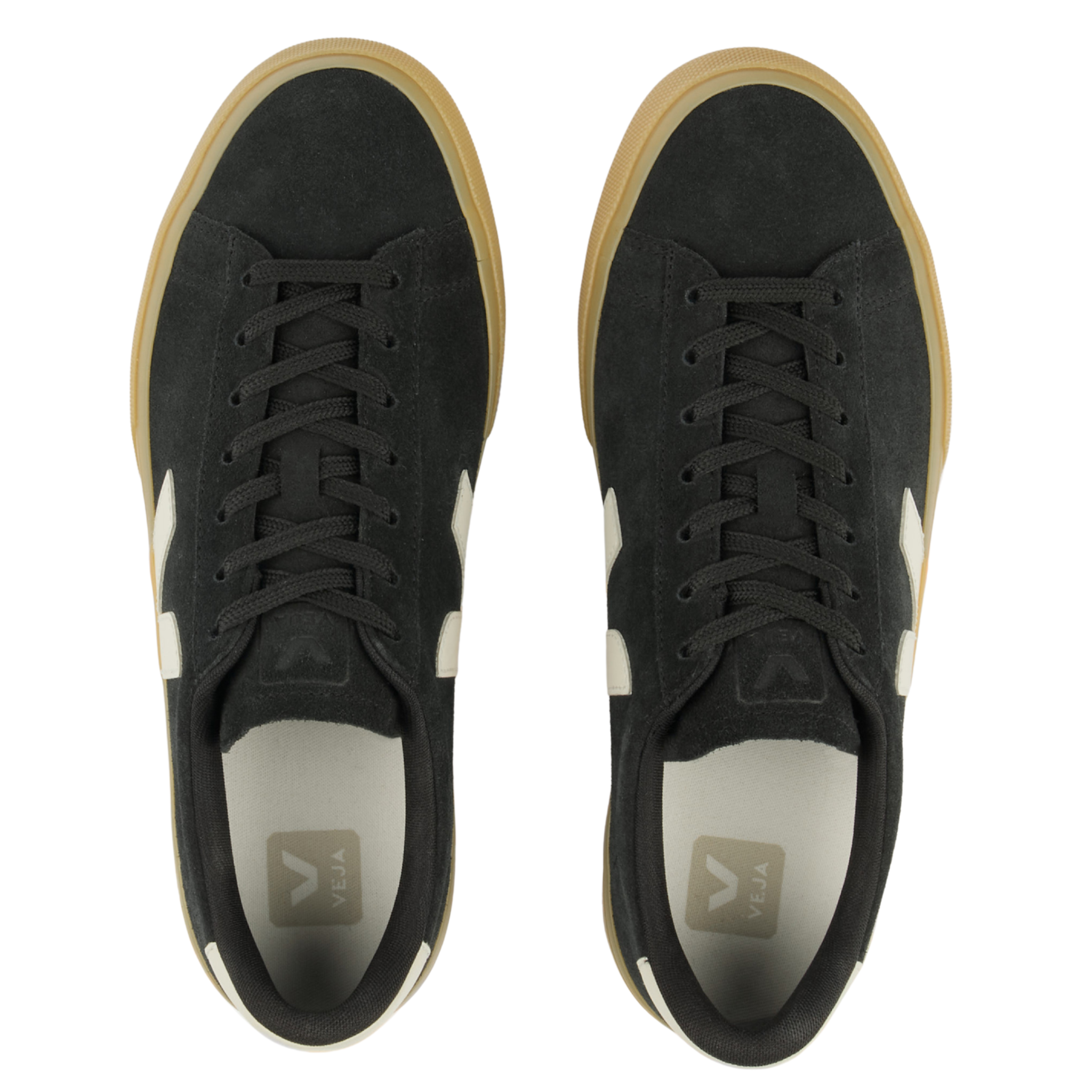 Mens VEJA Black Pierre Natural Campo Suede Trainers