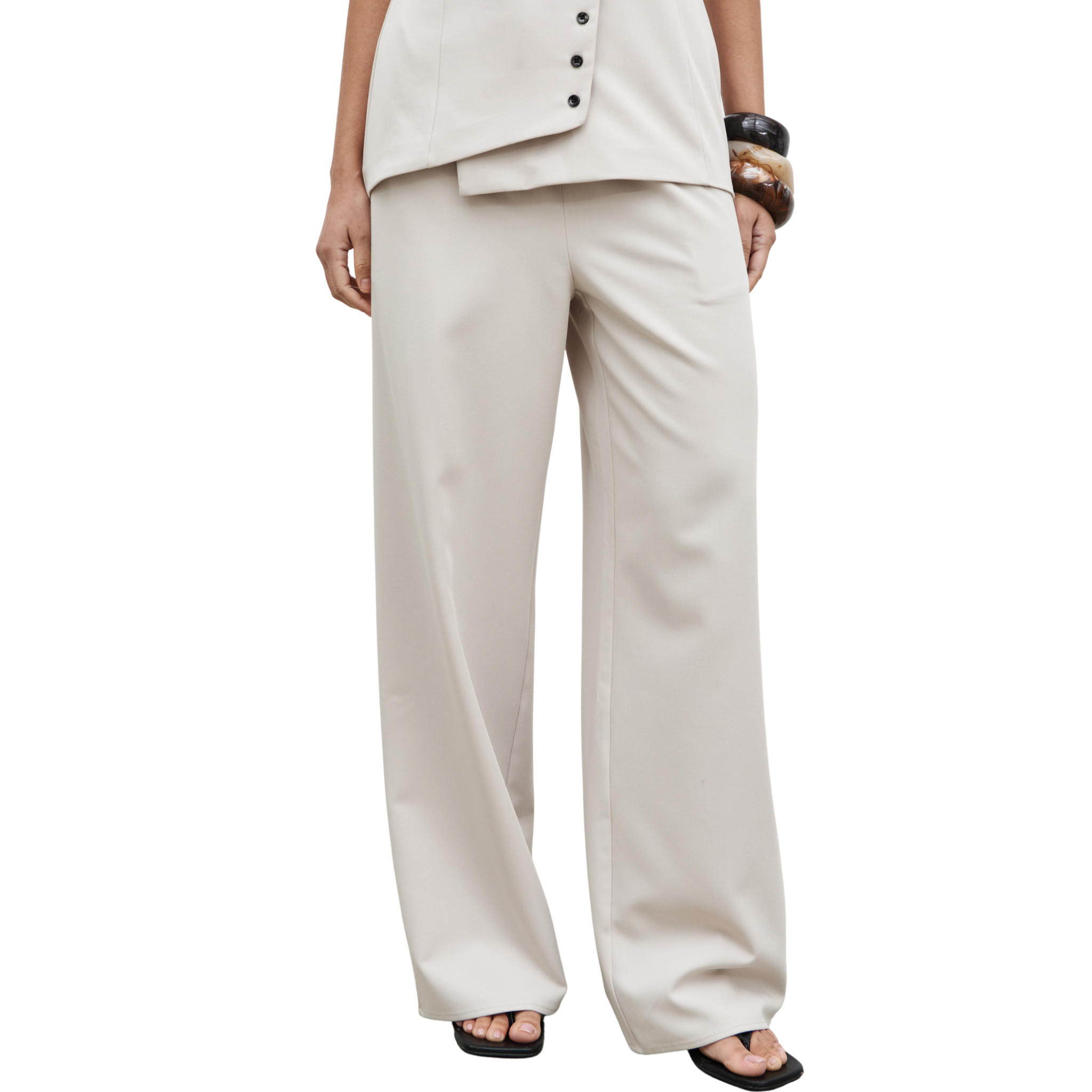 Womens Pretty Lavish Stone Brylee Tailored Drawstring Trousers