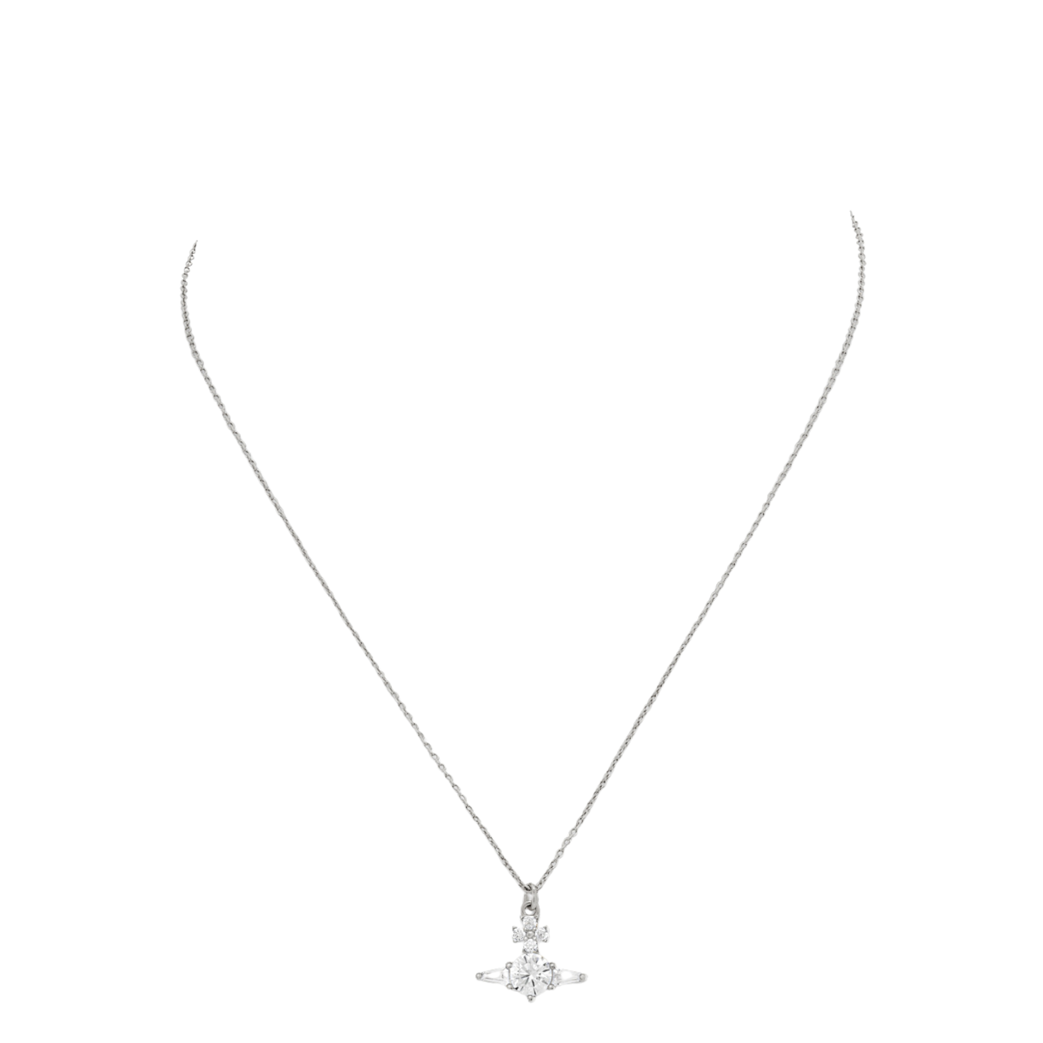 Vivienne Westwood Platinum/White CZ Ofelia Pendant Necklace