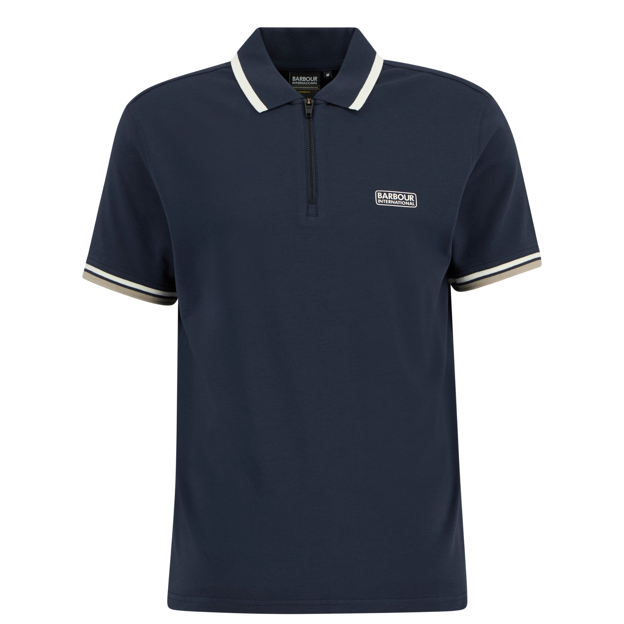 Mens Barbour International Navy Panter Zip S/s Polo