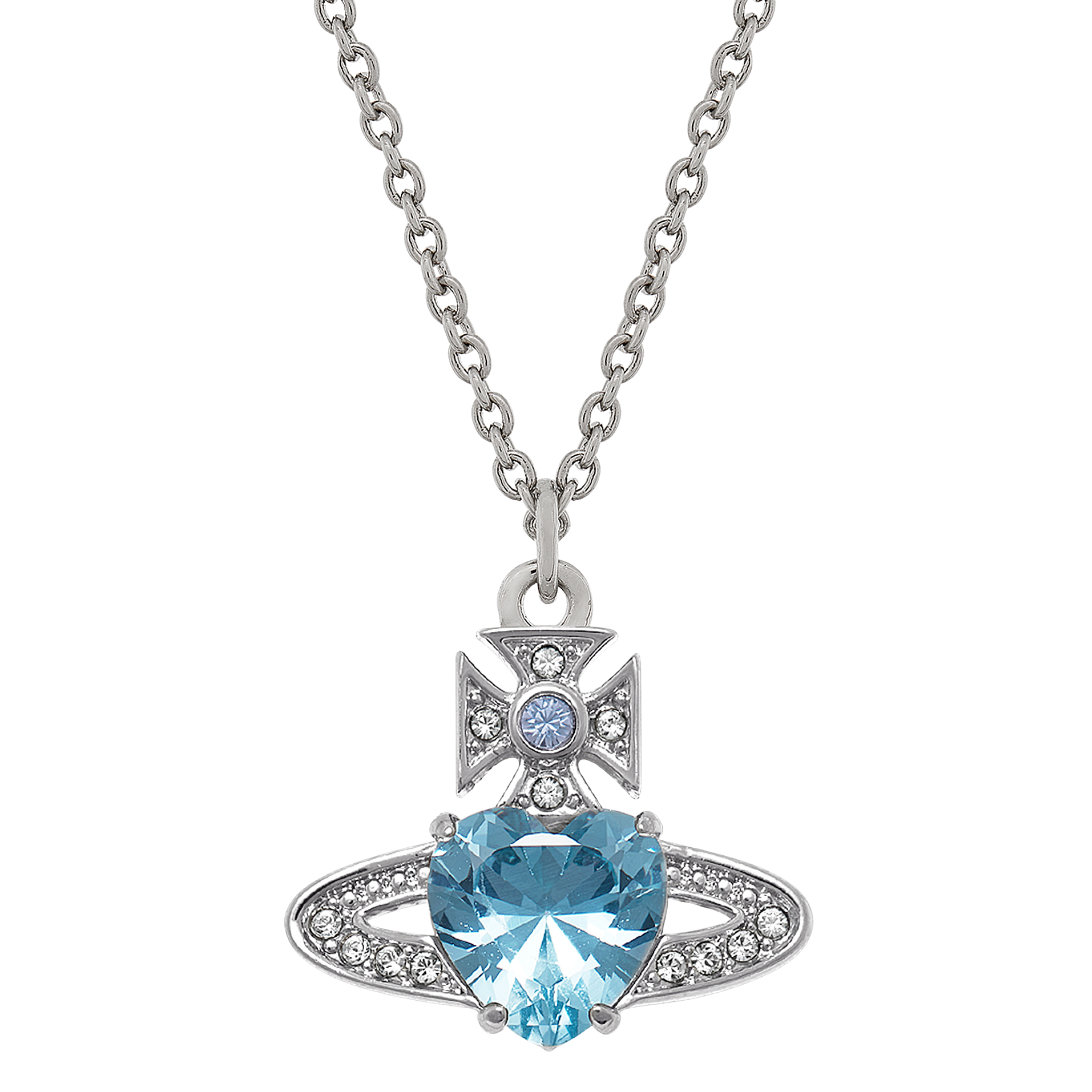 Vivienne Westwood Platinum/Aquamarine Ariella Pendant Necklace