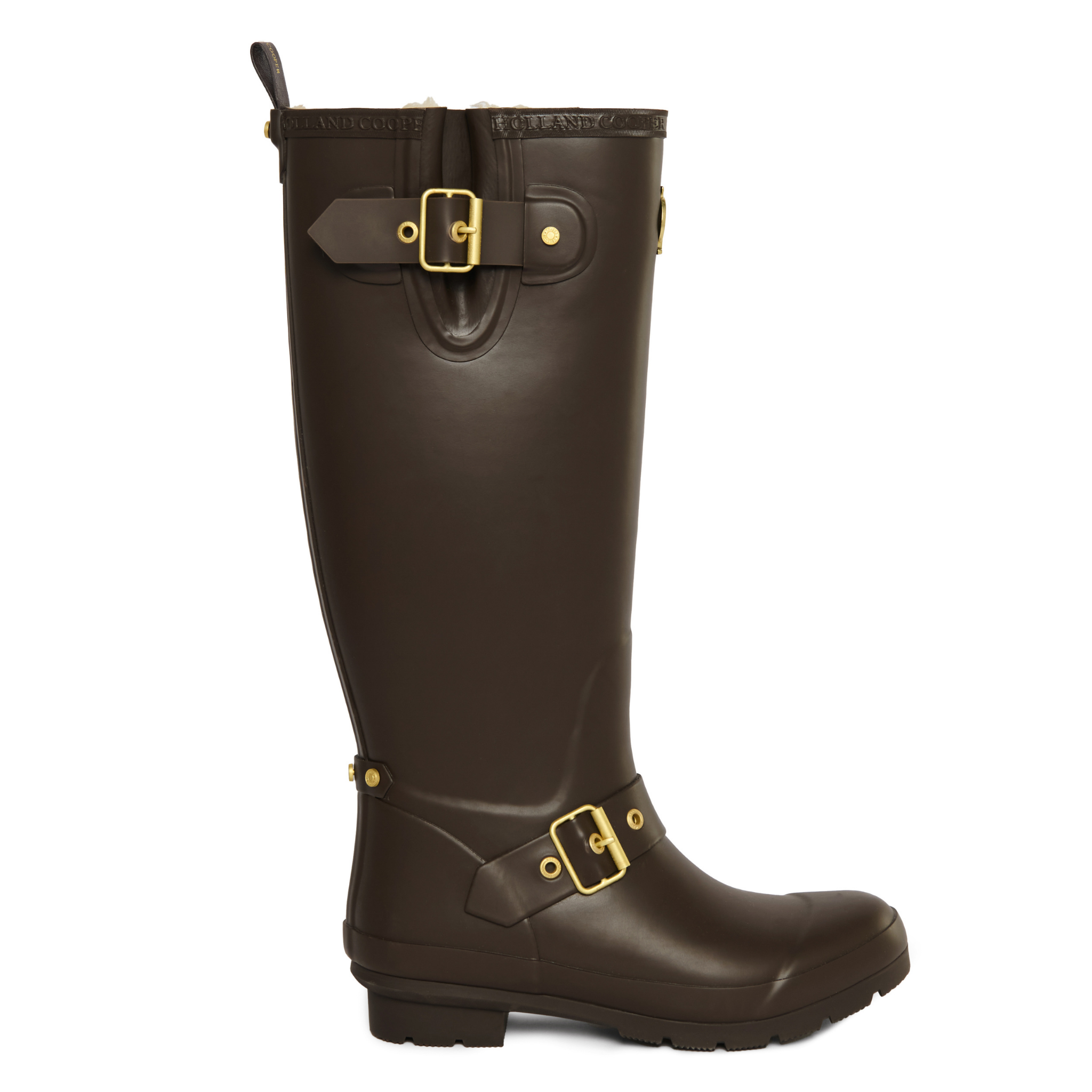 Womens Holland Cooper Chocolate Gold Sherpa Lined Regency Wellies