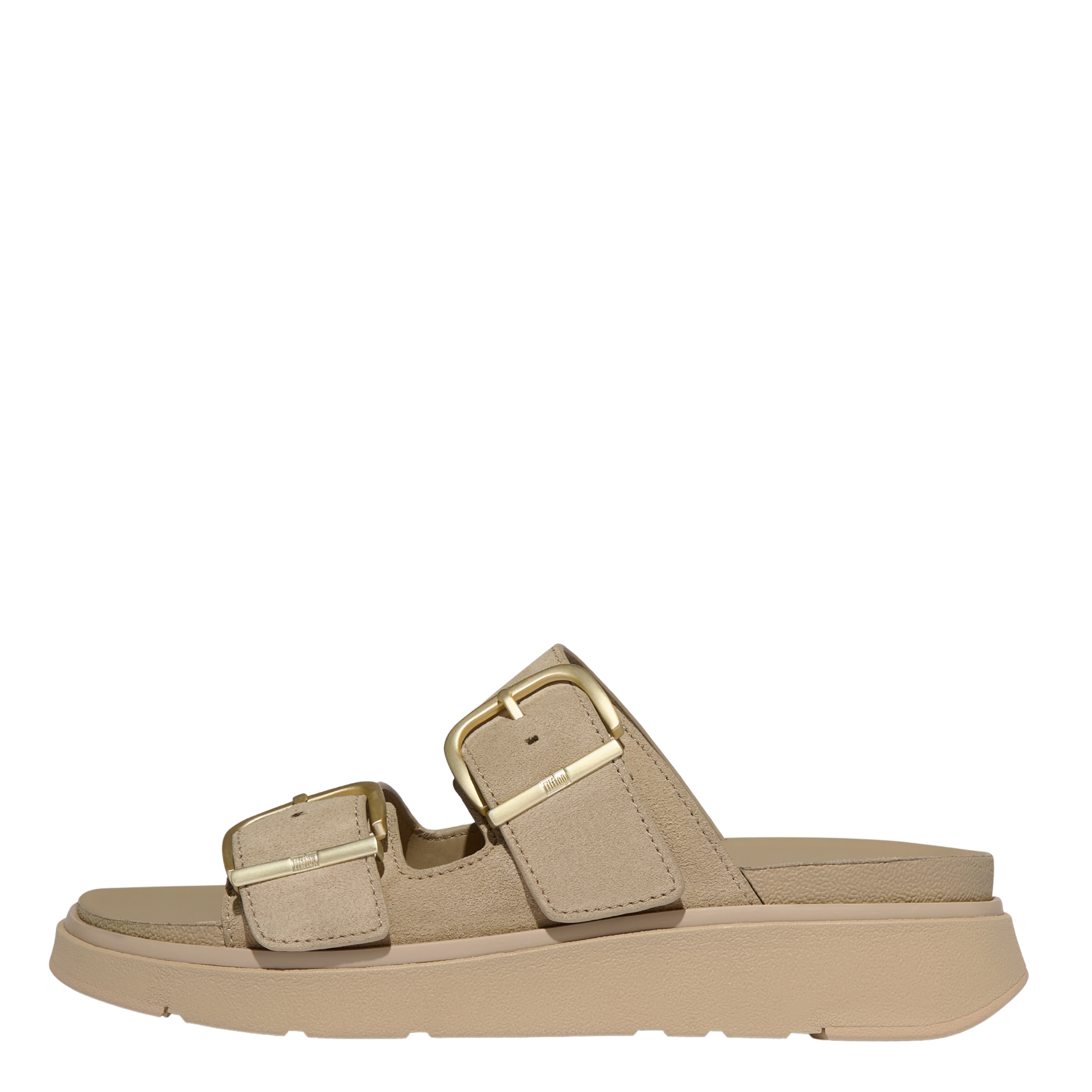 Womens FitFlop Cappuccino Suede Gen-FF Buckle Slide Sandals