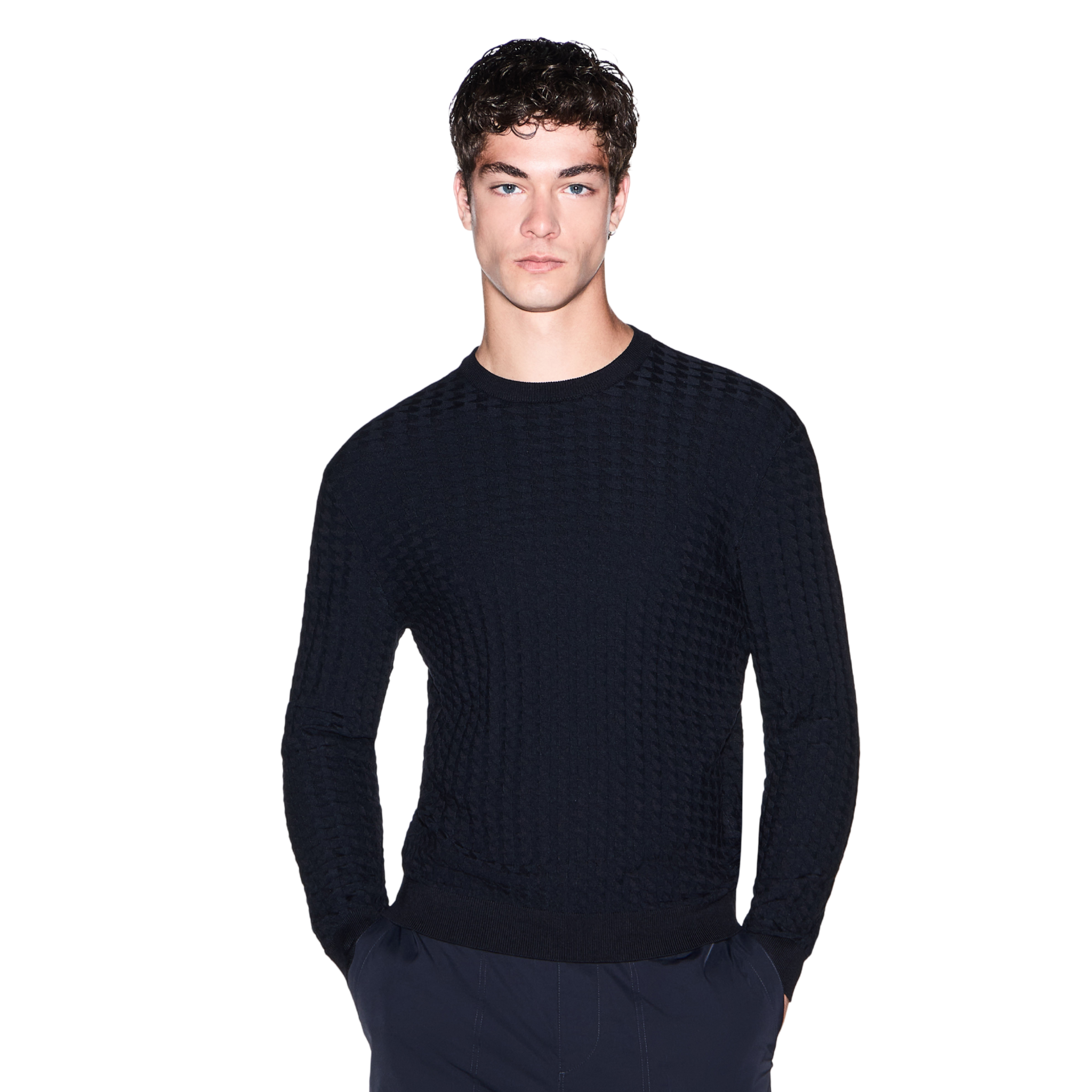 Mens Armani Exchange Deep Navy Arrow Knitted Jumper