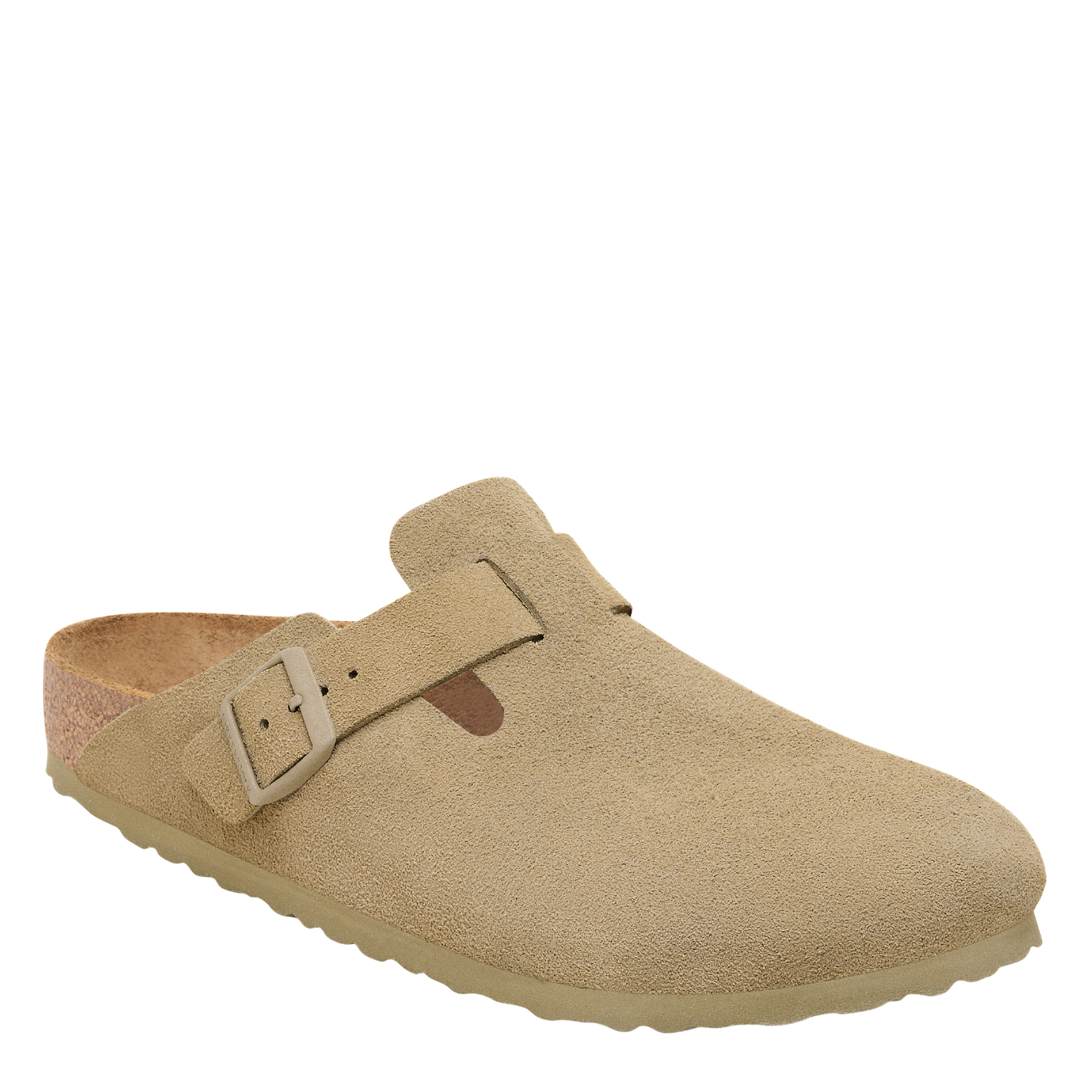 Womens Birkenstock Faded Khaki Boston Suede Clogs