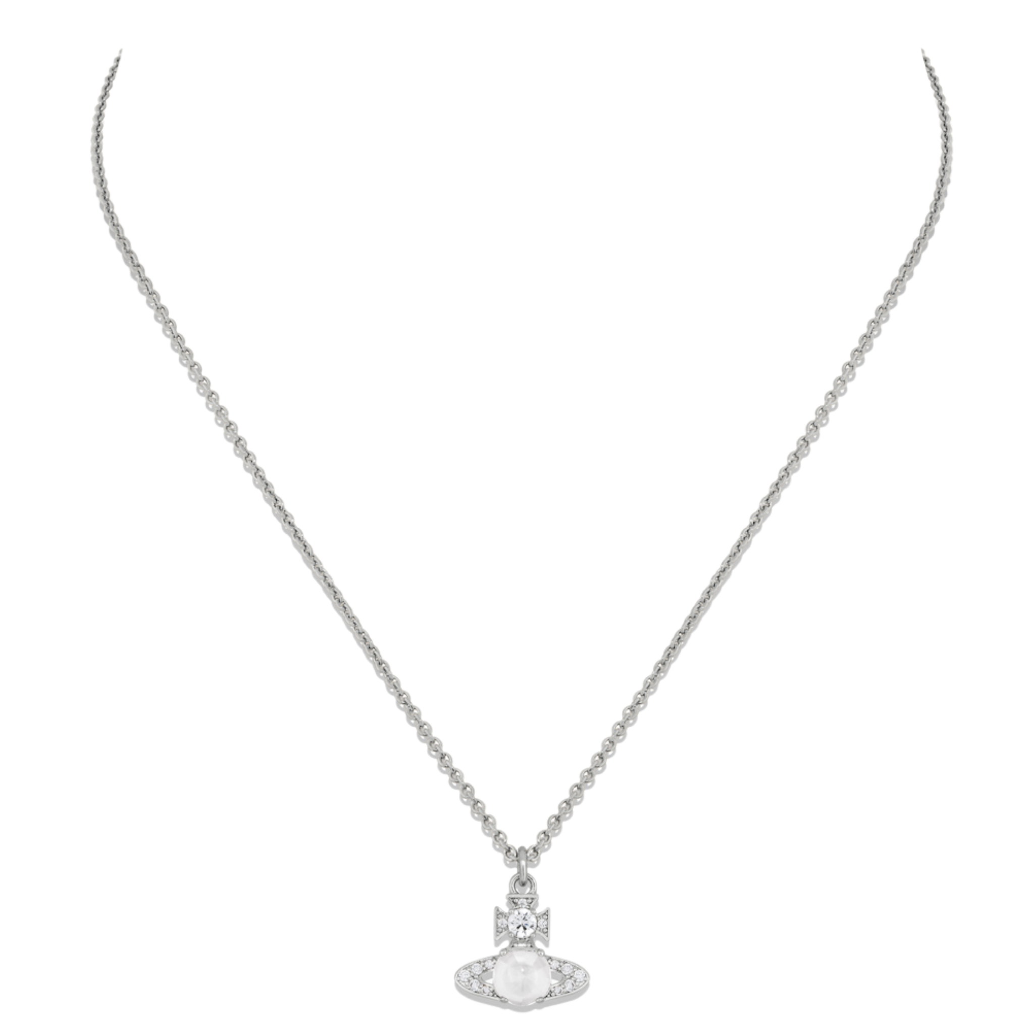 Vivienne Westwood Platinum/White CZ Ondina Pendant Necklace