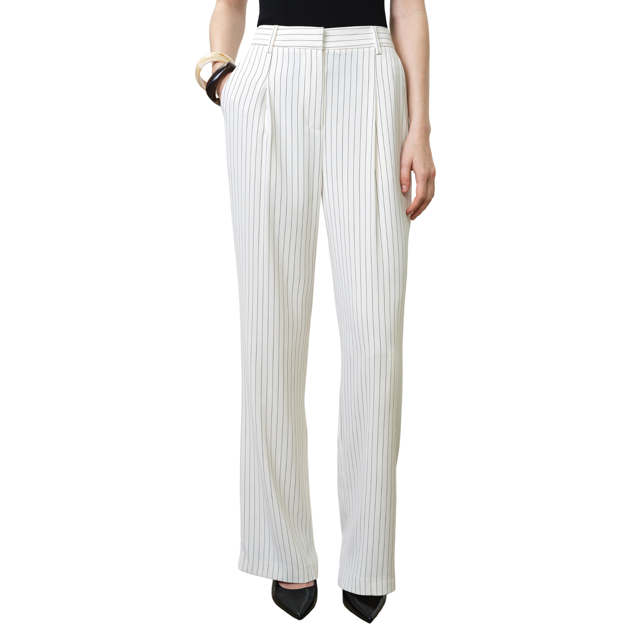 Womens French Connection Porcelain Cream Vinnie Pinstripe Trousers