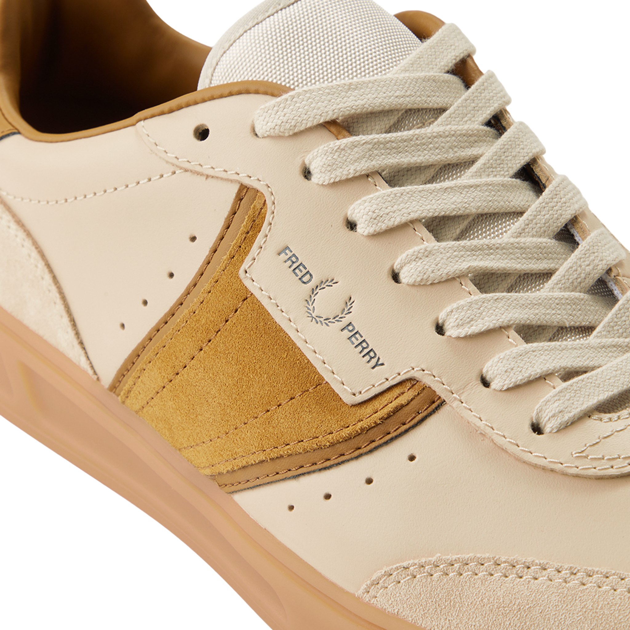 Mens Fred Perry Oatmeal B4 Leather/Suede Trainers