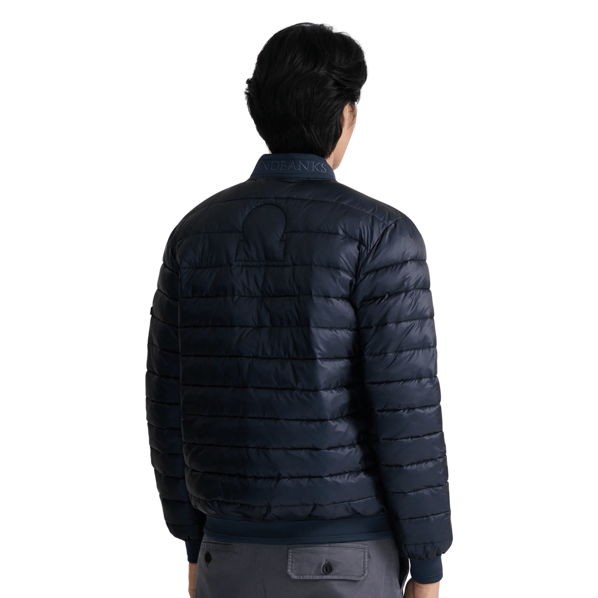 Mens Sandbanks Navy Baffled Bomber Jacket