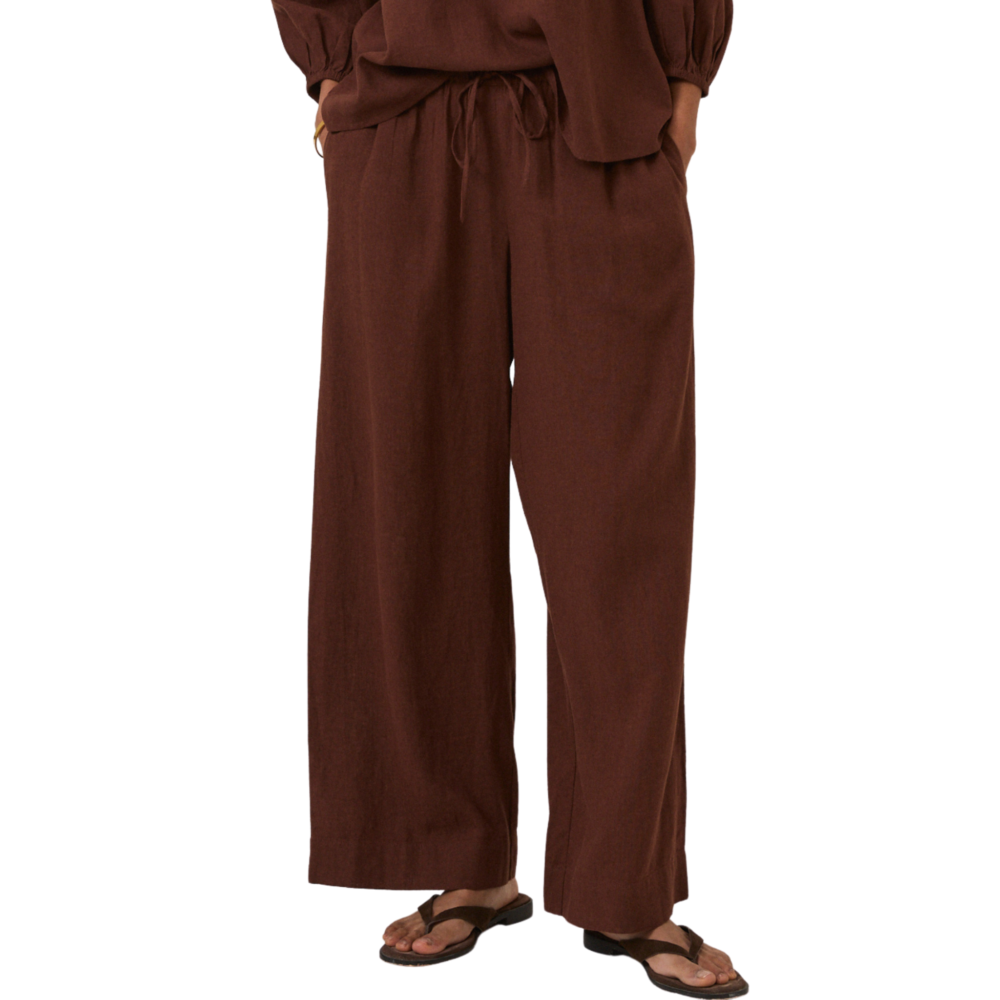 Womens Nobody's Child Brown Tadlow Linen Trousers
