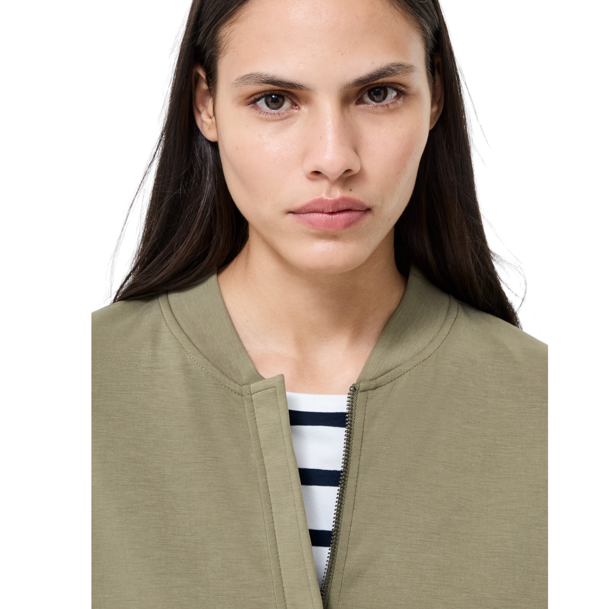 Womens French Connection Washed Khaki Wren Zip Bomber Jacket