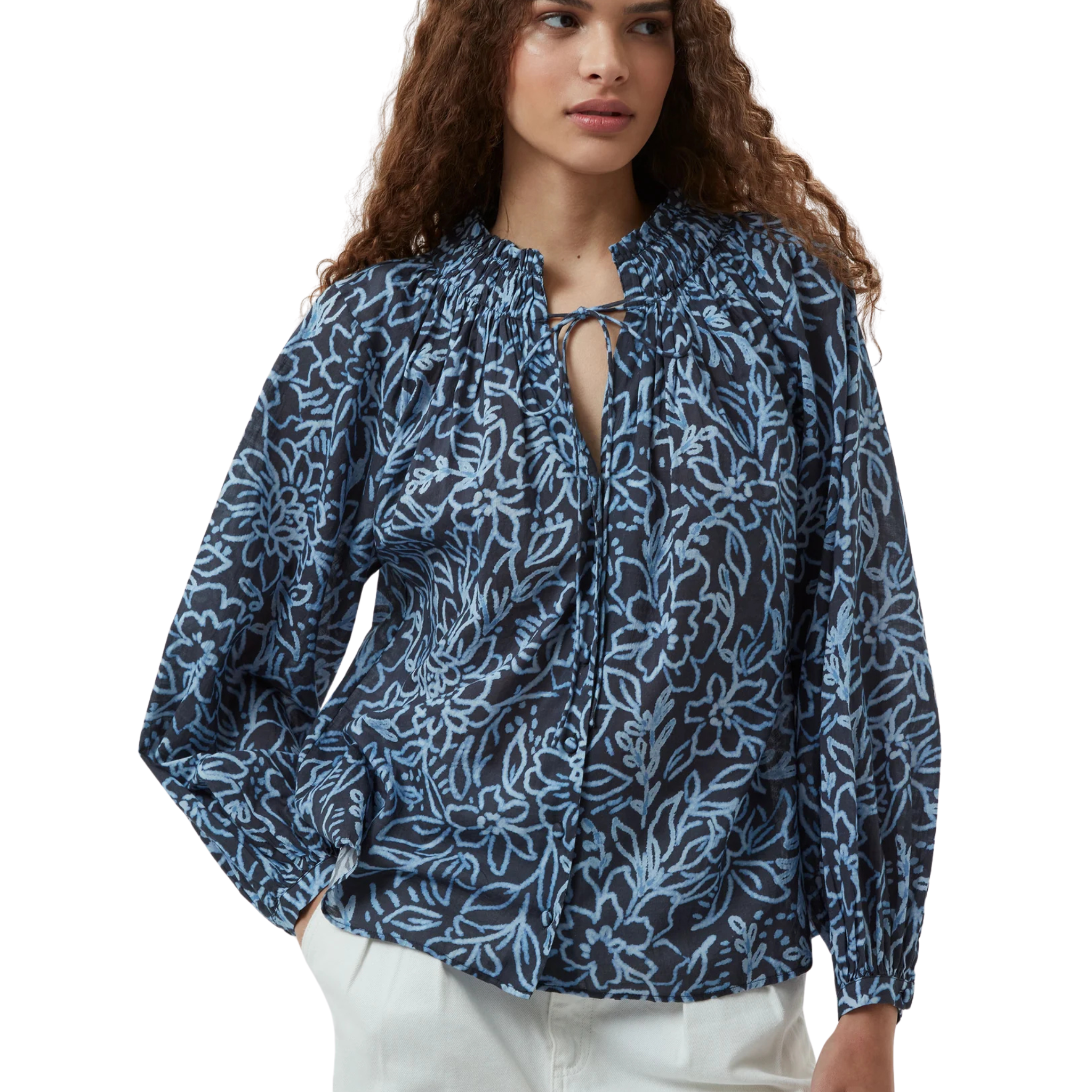 Womens French Connection Navy Multi Anna Austin Cotton Top