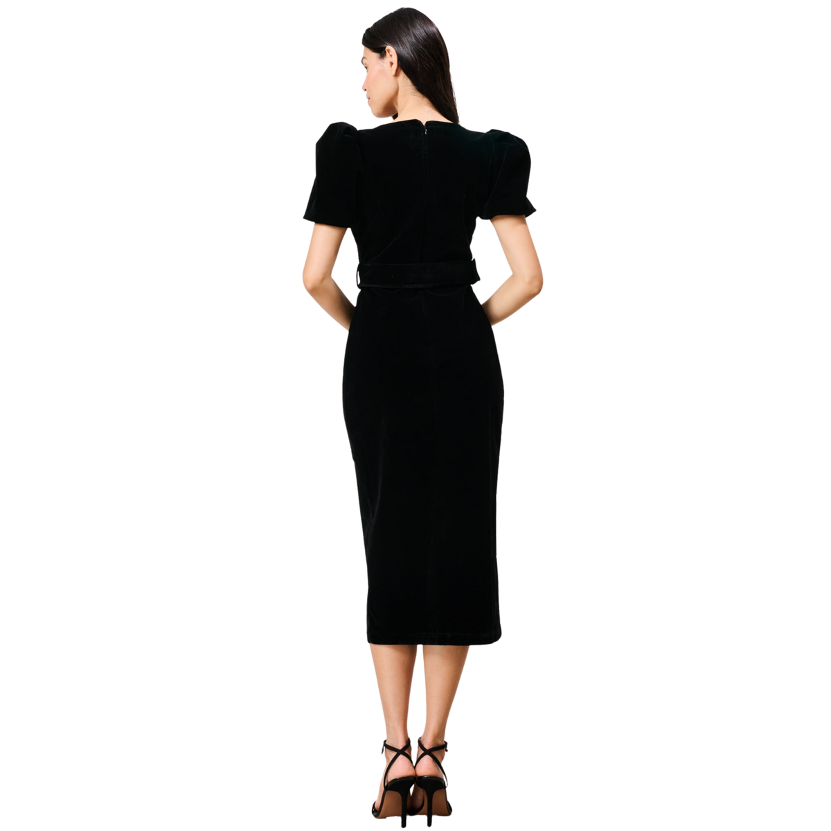 Womens Hope & Ivy Black Dorinda Velvet Midi Pencil Dress