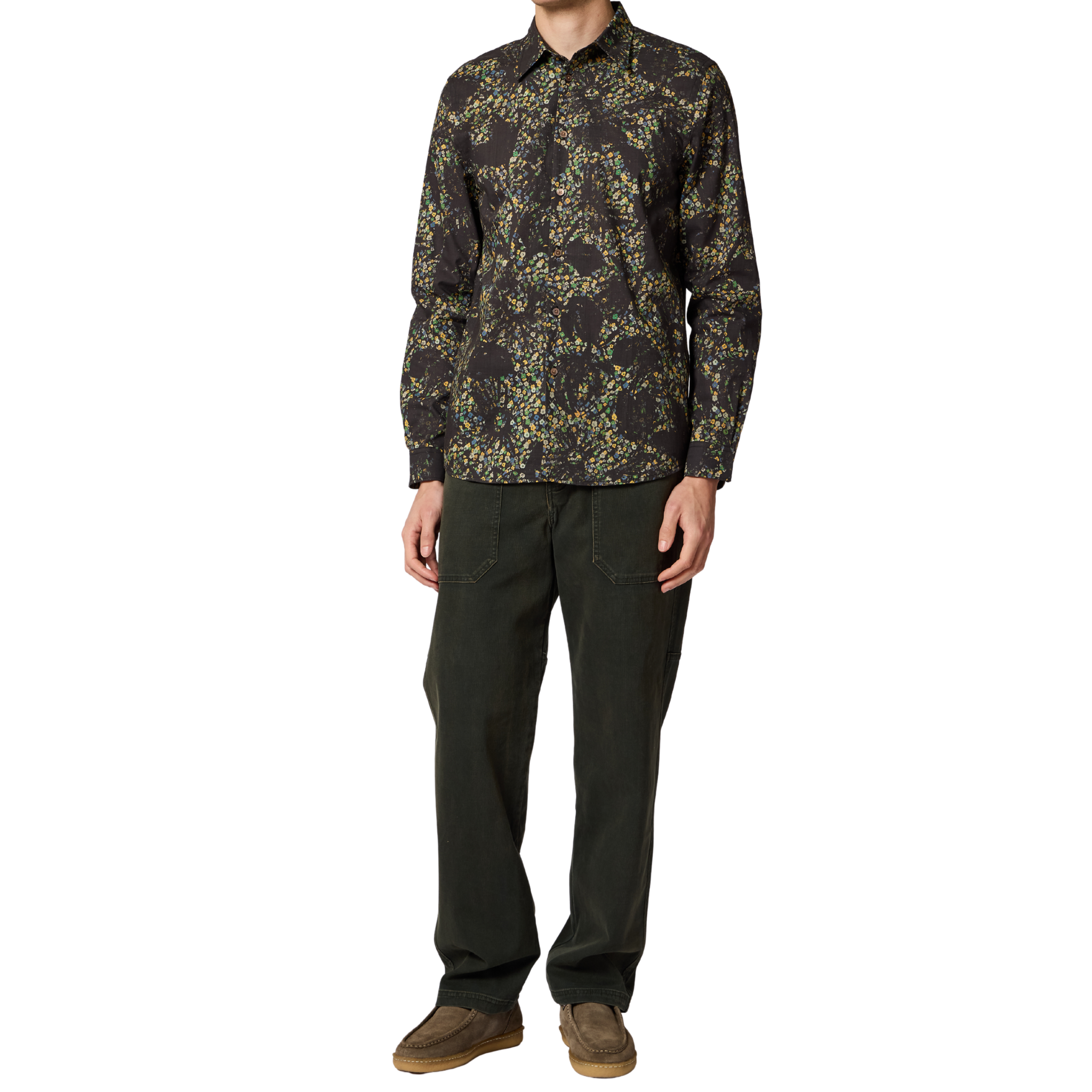 Mens Paul Smith Black Floral Printed Reg Fit L/s Shirt