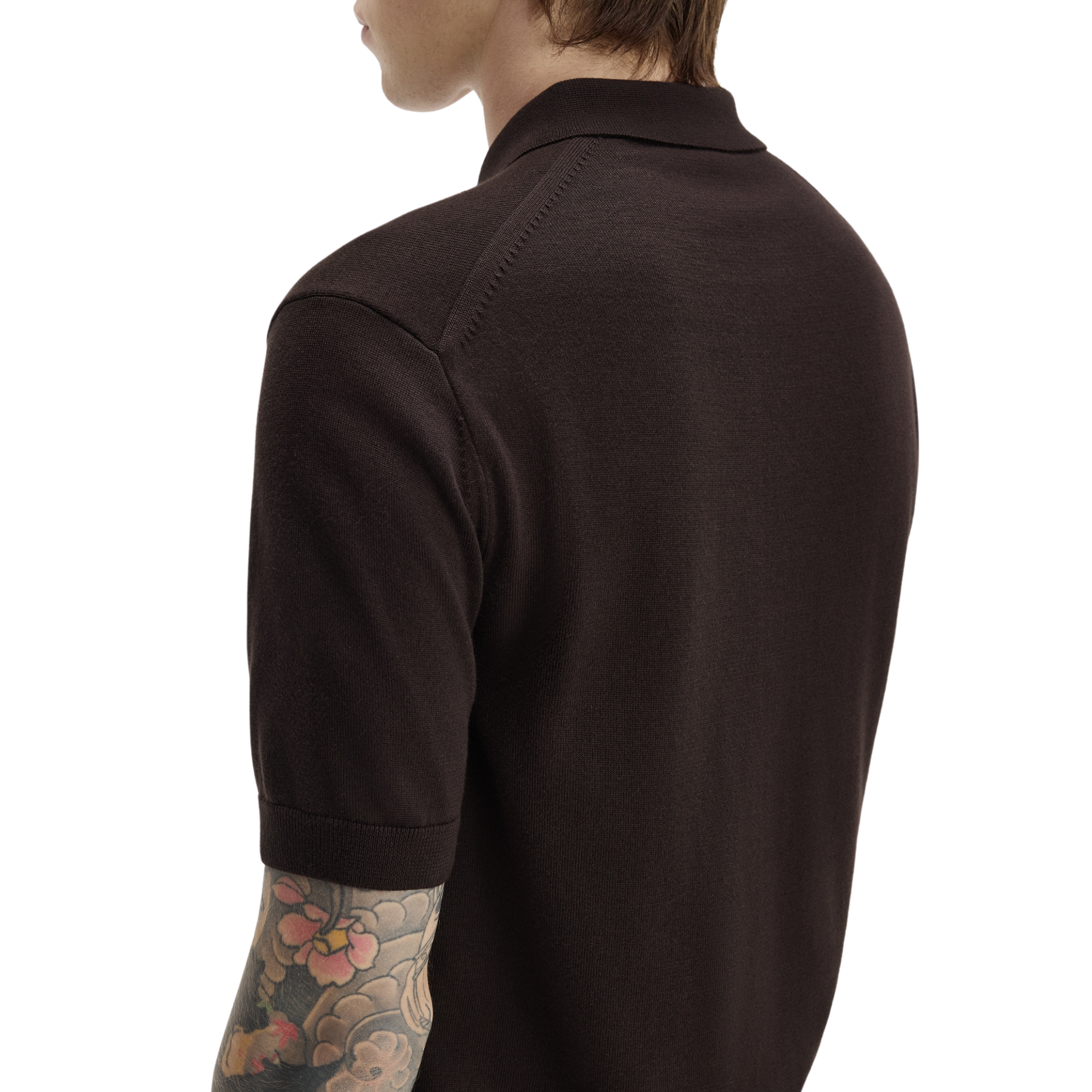 Mens Fred Perry Rich Brown Cotton Knitted S/s Polo