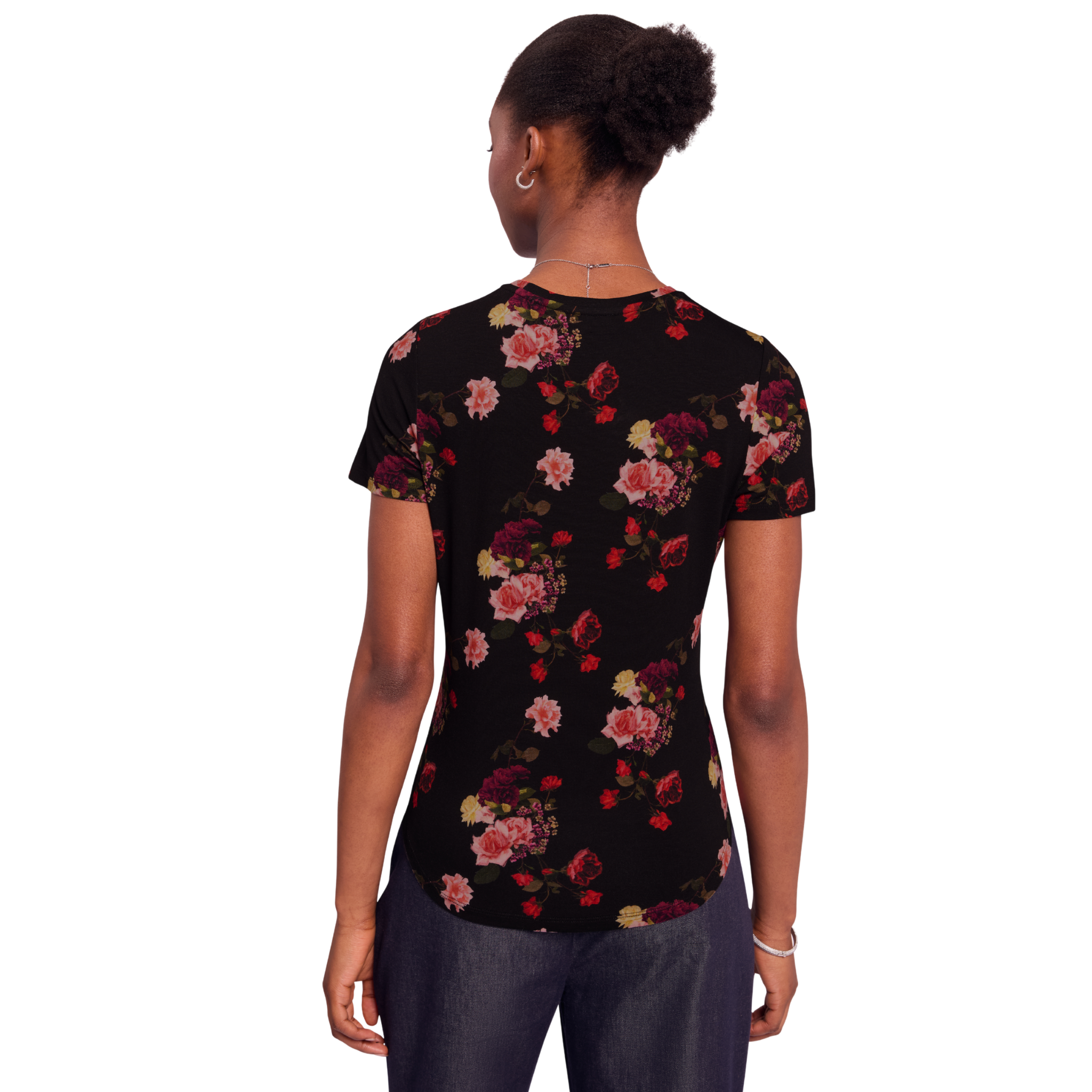 Womens Ted Baker Black Myli Printed Fitted S/s T Shirt