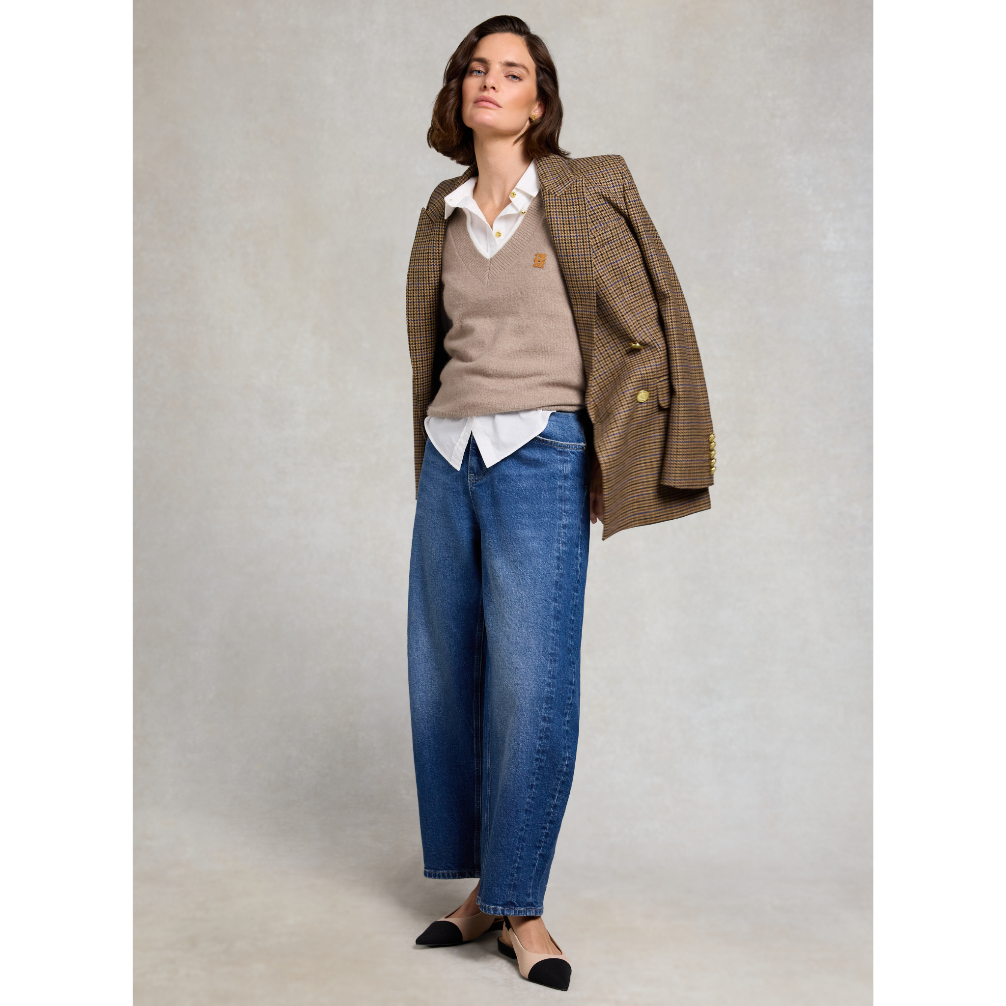 Womens Holland Cooper Porcini Cecilia Knitted V-Neck Tank