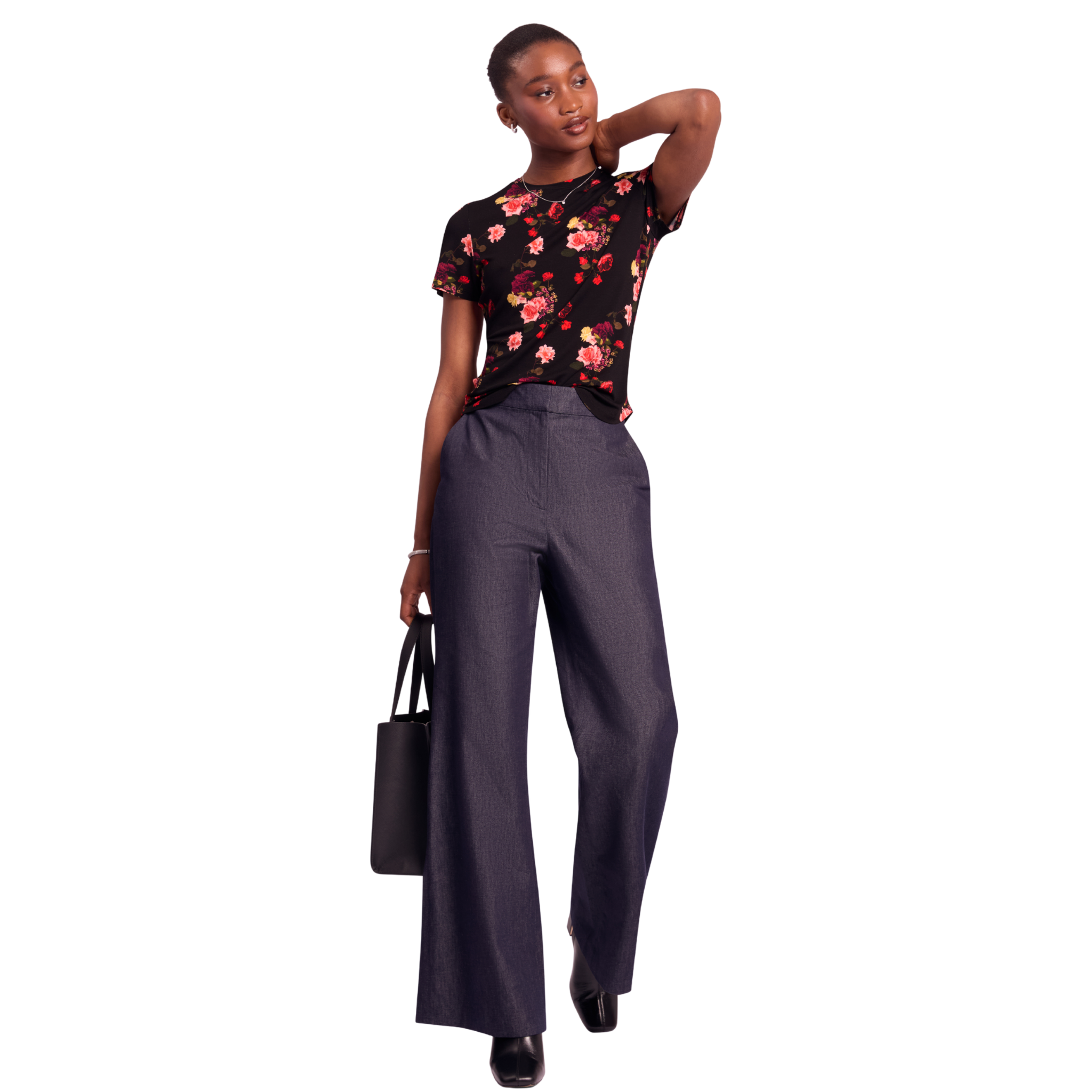 Womens Ted Baker Black Myli Printed Fitted S/s T Shirt
