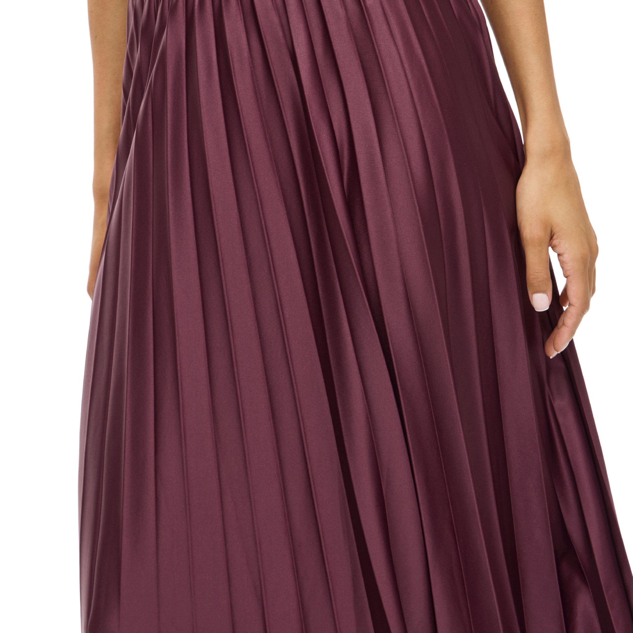 Womens Vila Fig Vinitban Pleated Midi Skirt