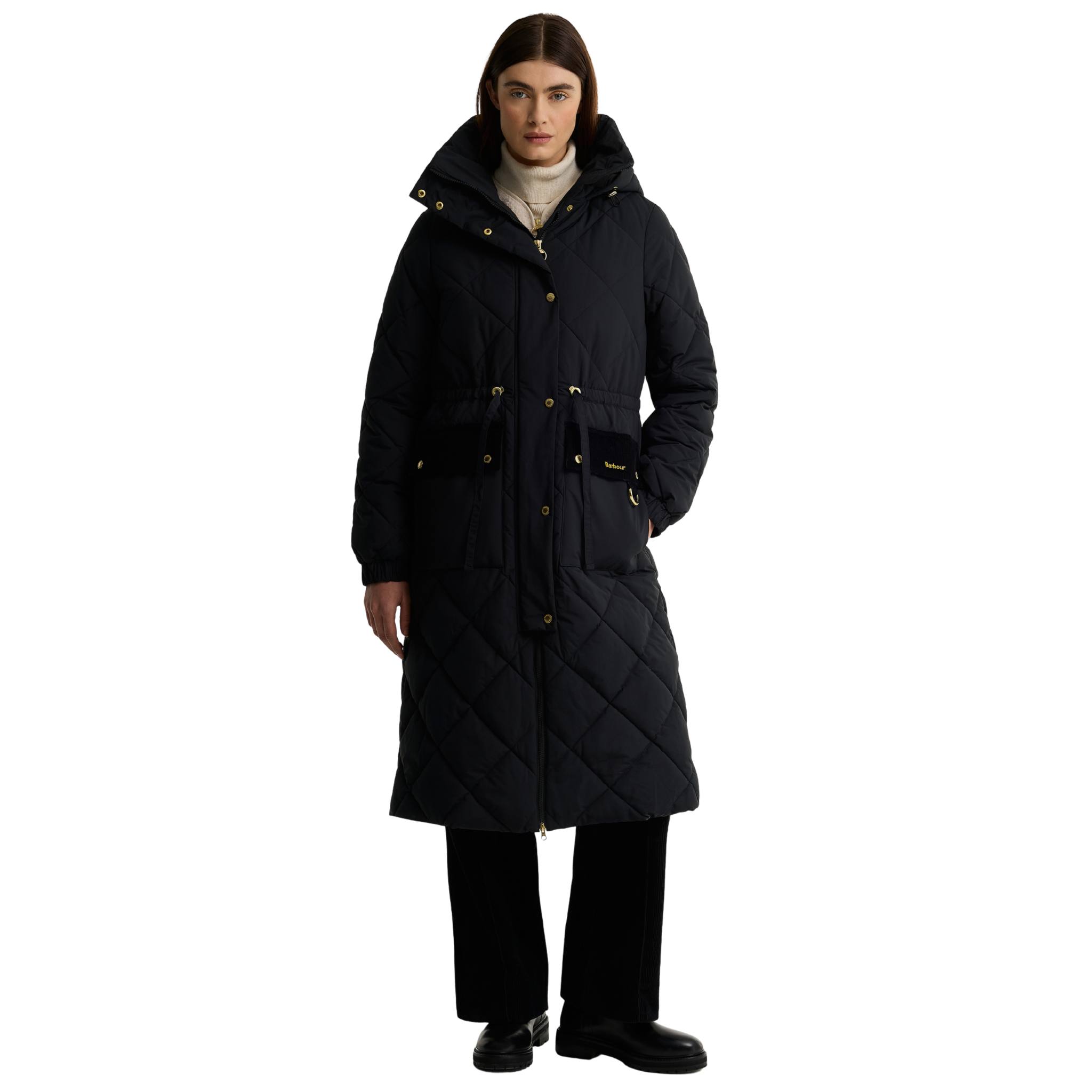 Womens Barbour Black/Ancient Alverstone Puffer Coat